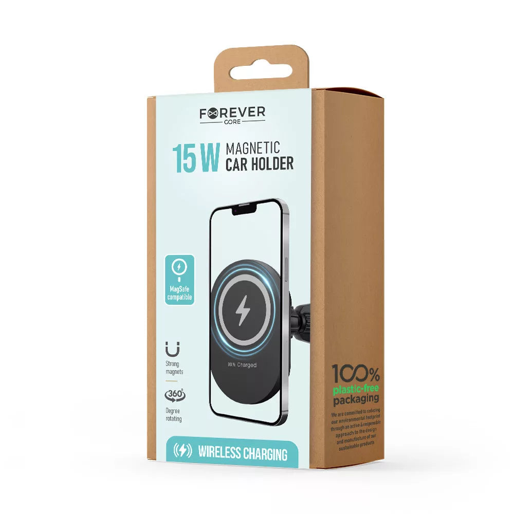 Forever - WSH-140 Magsafe Magnetic Holder with wireless charging 15W- Black