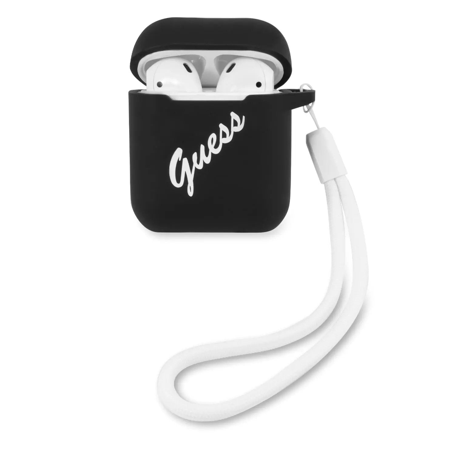 Guess Vintage Script White Logo Θήκη Προστασίας Απο Σιλικόνη Για Apple Airpods 1/2 (μαυρη/λευκη) – PhoneBazaar