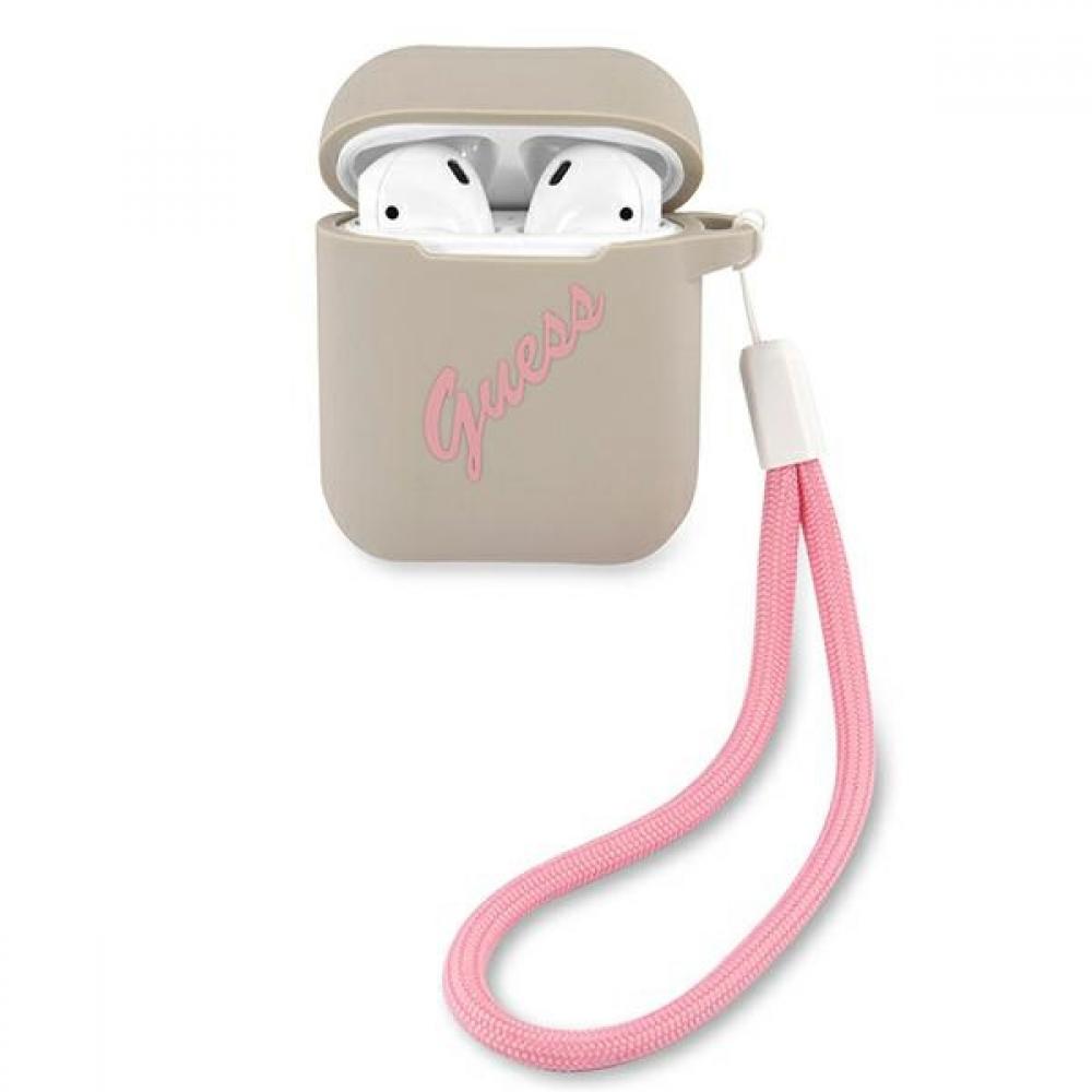 Guess Vintage Script Pink Logo Θήκη Προστασίας Από Σιλικόνη Για Apple Airpods 1/2 (Γκρι/Ροζ) – Θήκη για κινητό από το PhoneBazaar.gr