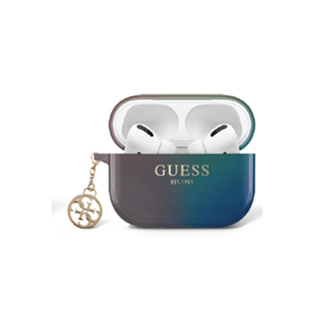 Guess "4G Charm" Collection Θήκη προστασίας από ιριδίζουσα σιλικόνη για Apple Airpods Pro με κρεμαστό στολίδι (Iridescent Black – GUAPHPLIGEK)
