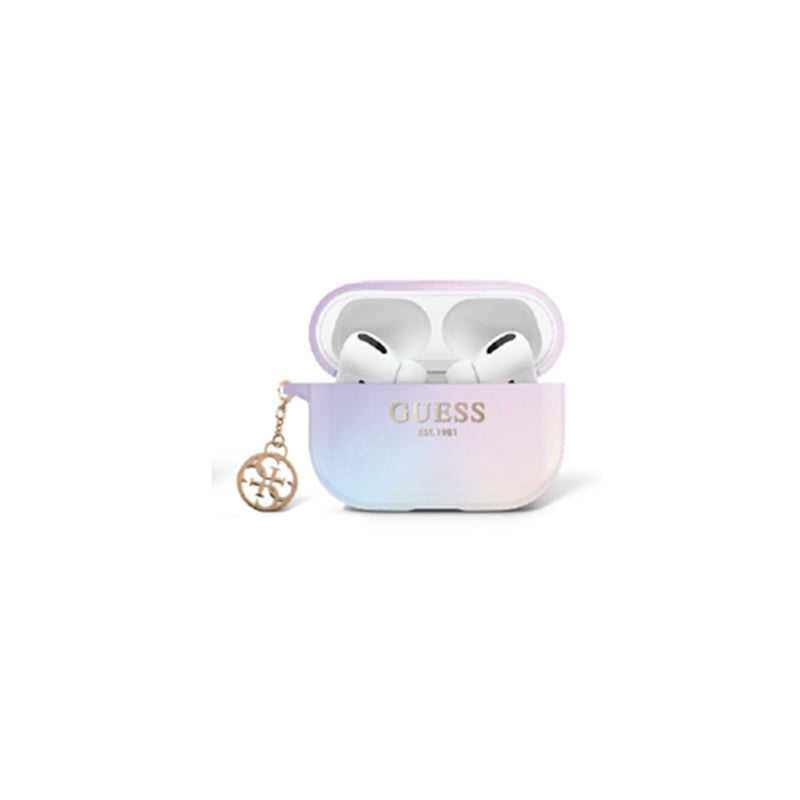 Guess "4G Logo Collection" Charm Θήκη προστασίας απο Σιλικόνη για Apple Airpods Pro με χρυσό κρεμαστό στολίδι (Iridescent Purple)