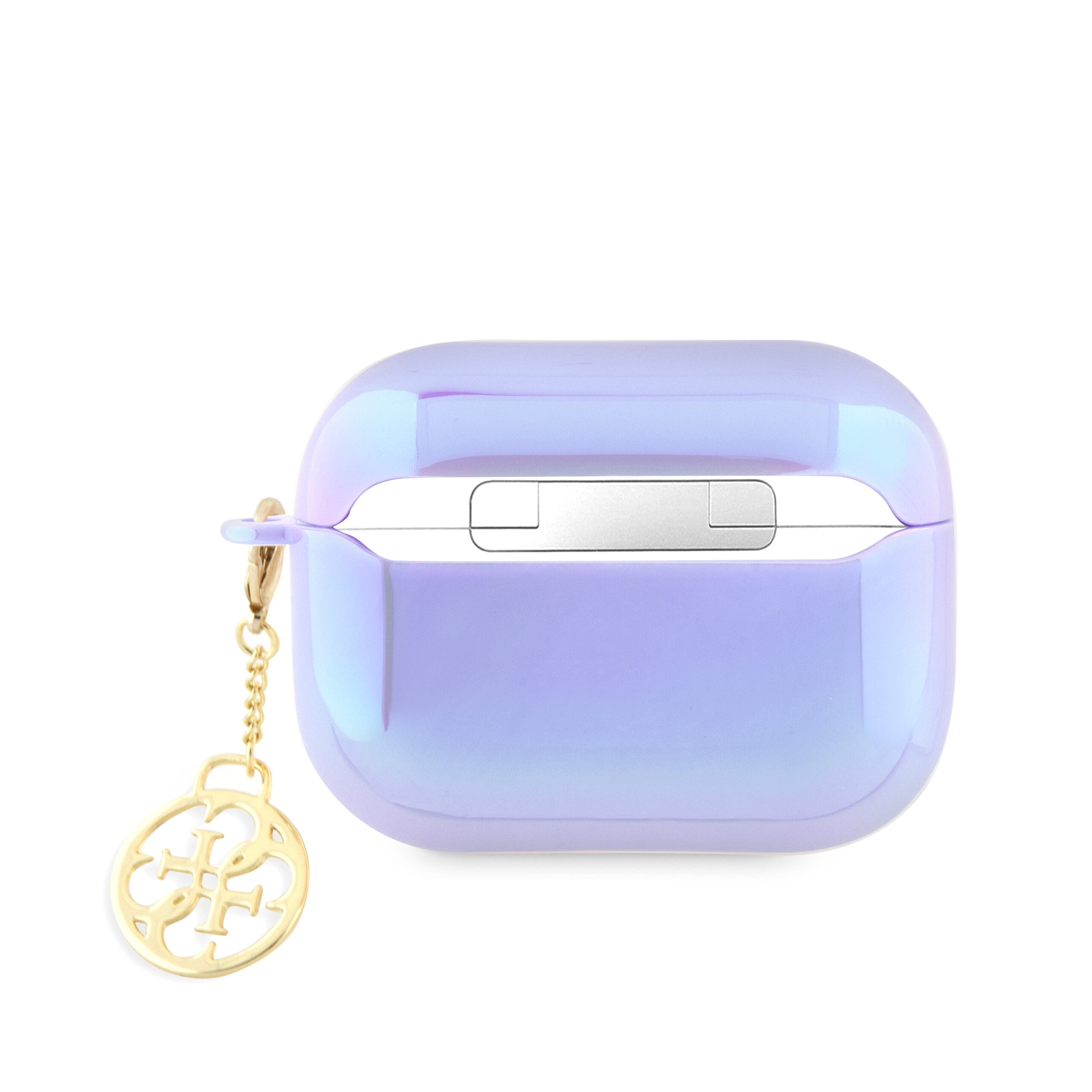 Guess "4G Logo Collection" Charm Θήκη προστασίας απο Σιλικόνη για Apple Airpods Pro με χρυσό κρεμαστό στολίδι (Iridescent Purple)