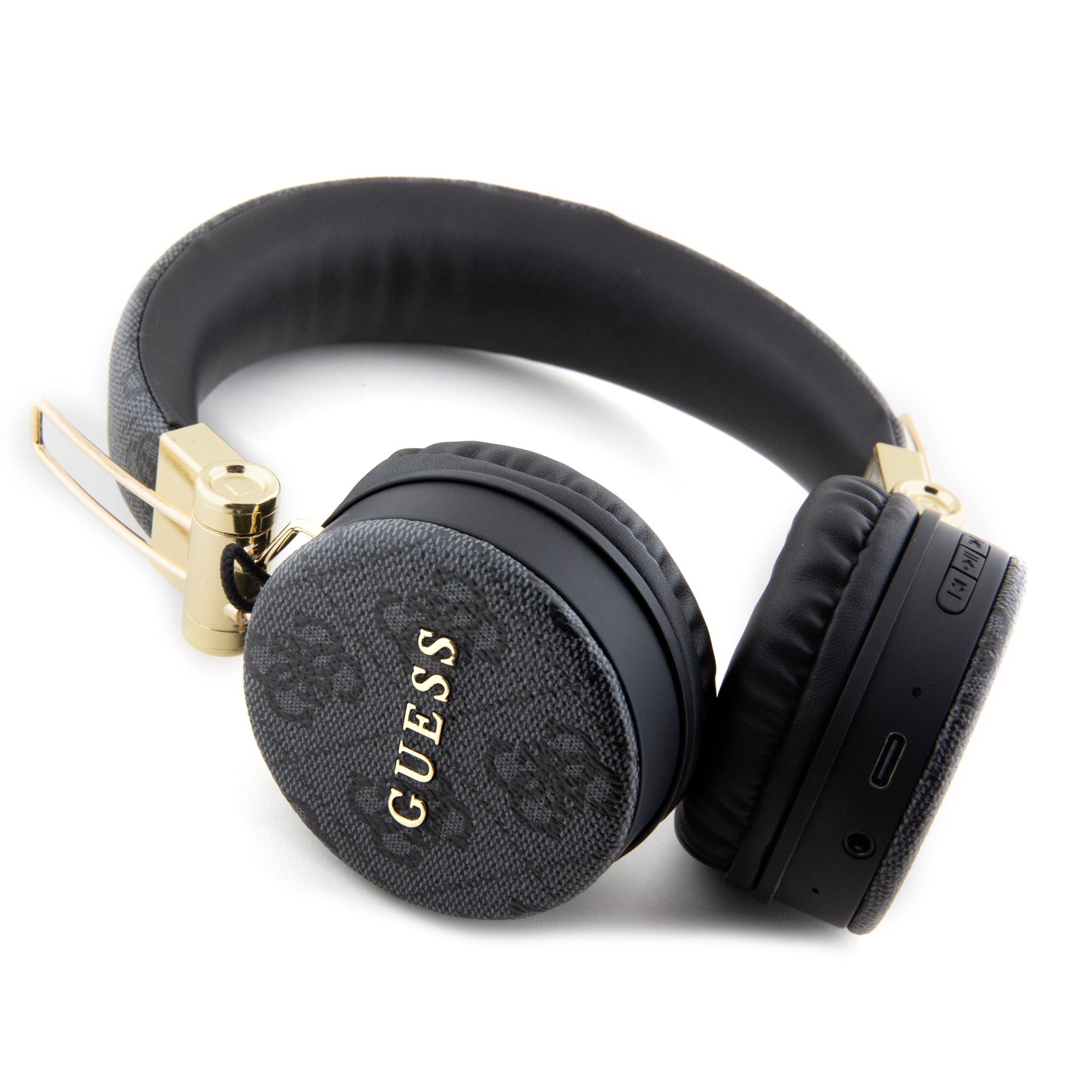 Guess "4G Logo" Over Ear Bluetooth Headphones Ακουστικά Over Ear από δερματίνη με μεταλλικό Logo (Black – GUBH704GEMK)