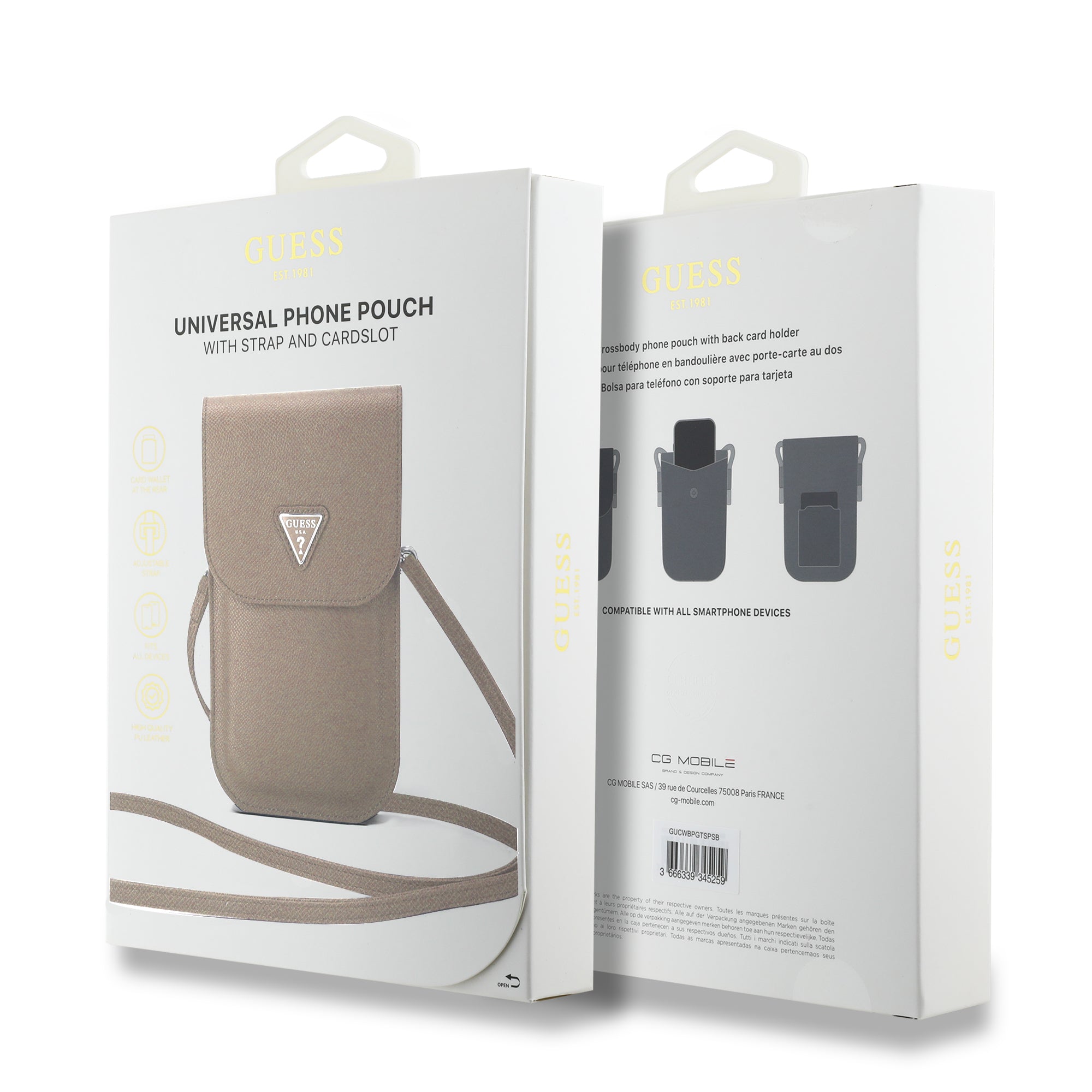 Guess Grained Triangle Logo PU Leather Wallet Case (Brown - GUCWBPGTSPSW)