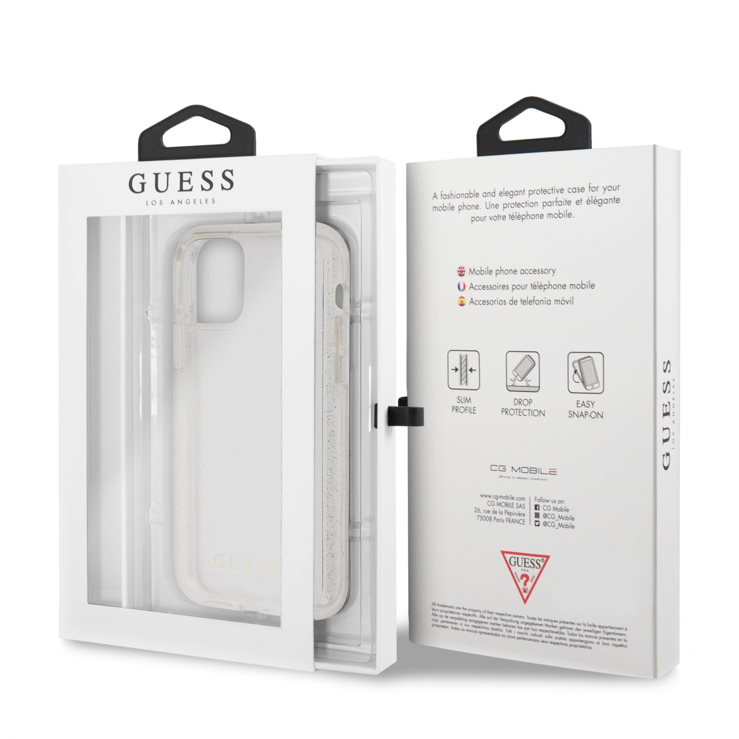 Guess "Glitter Collection" Θήκη προστασίας από σιλικόνη – iPhone 11 Pro (Clear/Glitter Silver)