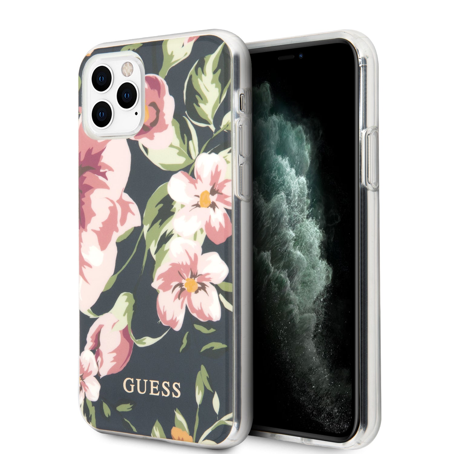 Guess "Flower Collection" Θήκη Προστασίας Από Σιλικόνη – Iphone 11 Pro Max (Navy/Floral) – Θήκη για κινητό από το PhoneBazaar.gr