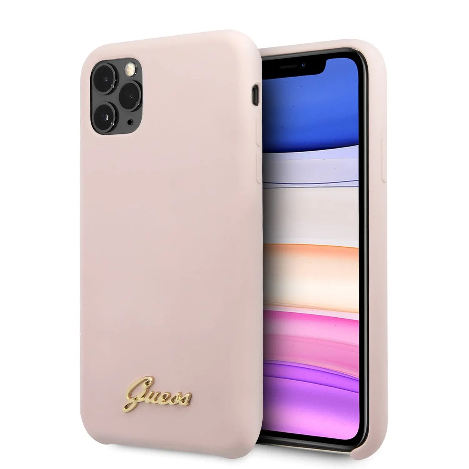 Guess “Vintage Script Gold Logo Collection” Σκληρή Θήκη προστασίας από σιλικόνη – Apple iPhone 11 Pro Max (Light Pink  – GUHCN65LSLMGLP) – PhoneBazaar