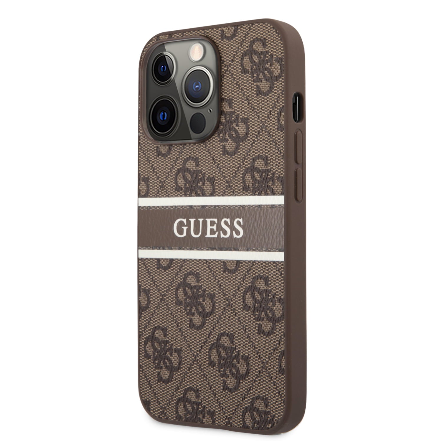 Guess "4G Logo Collection" Printed Stripe Θήκη προστασίας από δερματίνη – iPhone 13 Pro (Καφέ)