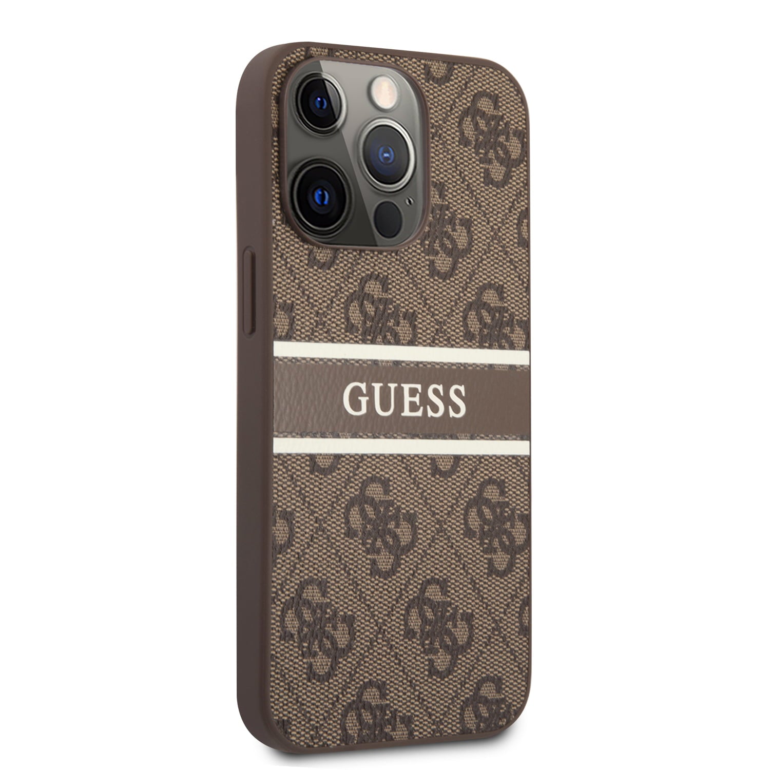 Guess "4G Logo Collection" Printed Stripe Θήκη προστασίας από δερματίνη – iPhone 13 Pro (Καφέ)