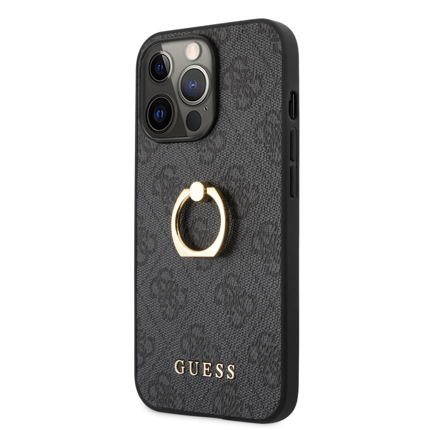 Guess "4G Logo Ring Collection" Hard Case PU Leather Θήκη προστασίας από δερματίνη – iPhone 13 Pro (Black)