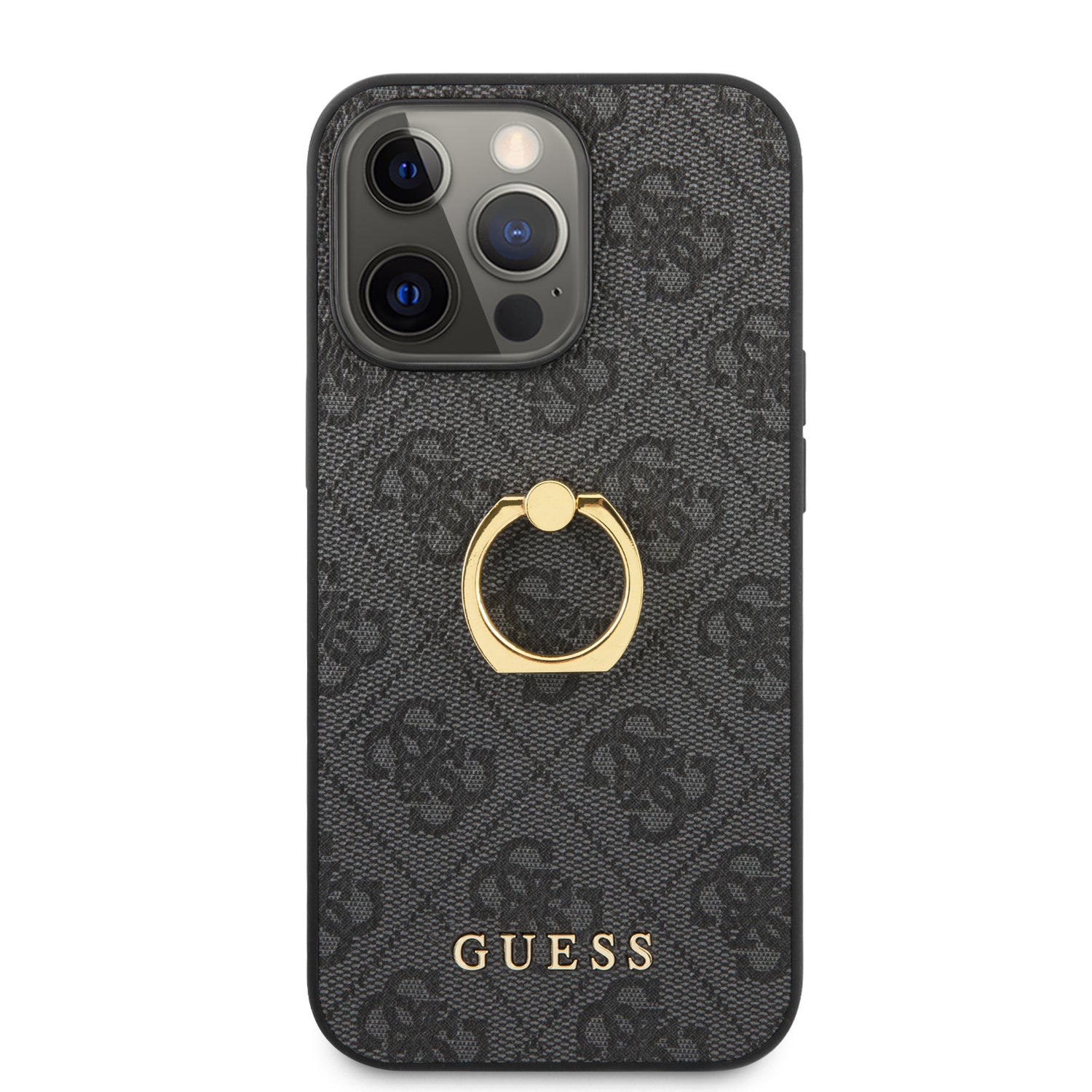 Guess "4G Logo Ring Collection" Hard Case PU Leather Θήκη προστασίας από δερματίνη – iPhone 13 Pro (Black)