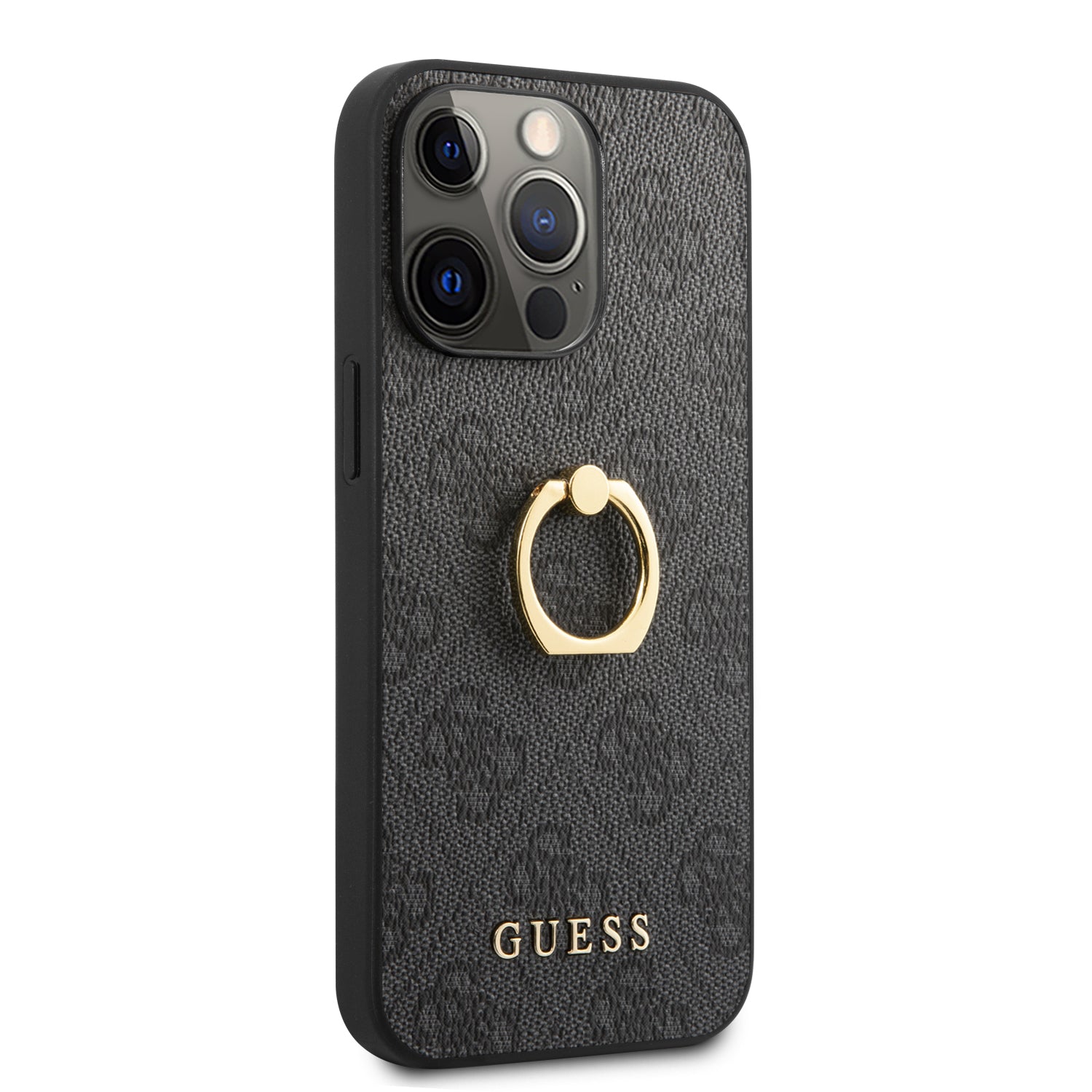 Guess "4G Logo Ring Collection" Hard Case PU Leather Θήκη προστασίας από δερματίνη – iPhone 13 Pro (Black)