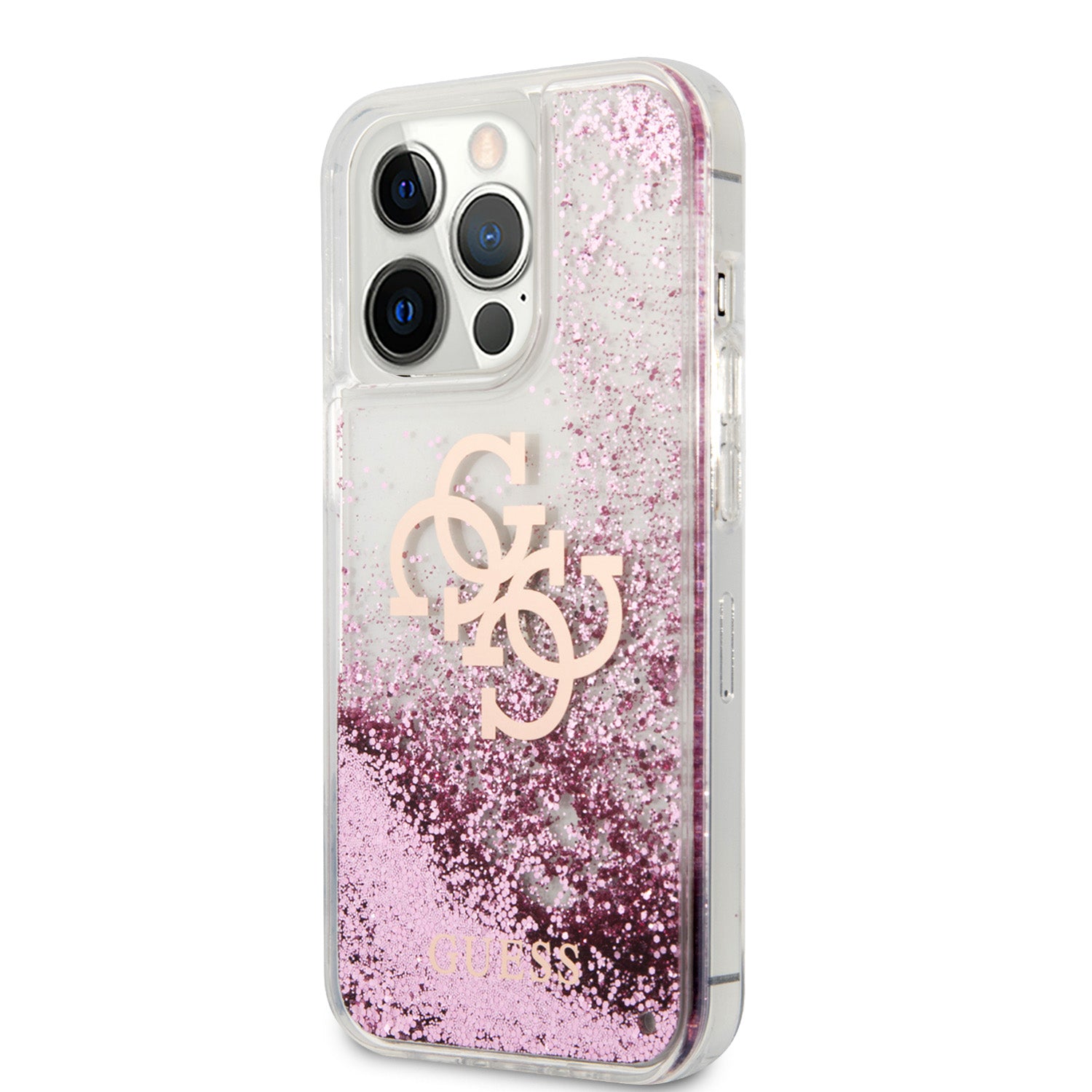Guess "4G Logo Collection" Θήκη προστασίας – iPhone 13 Pro (Clear/Glitter Pink)