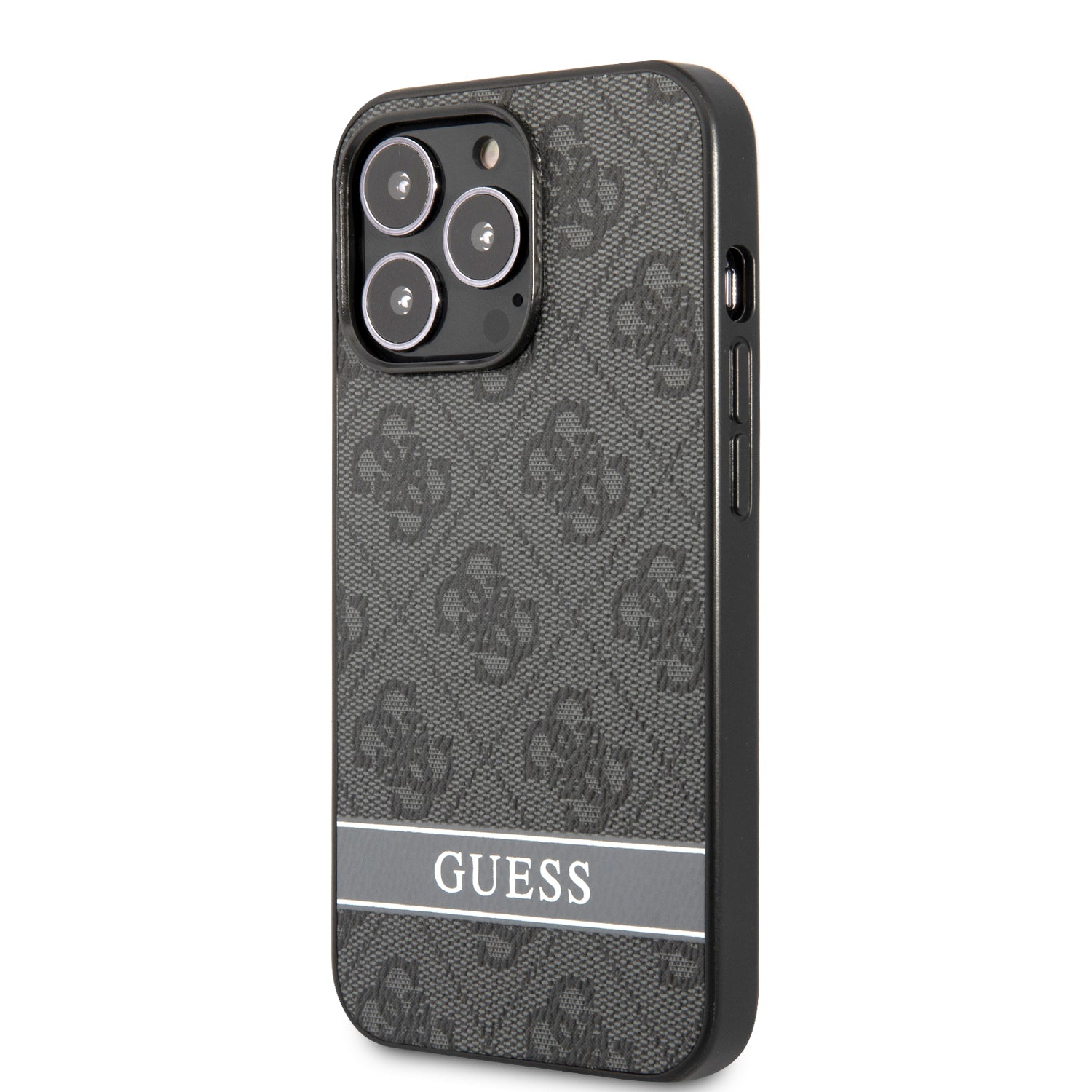 Guess "4G Logo Collection" Printed Stripe Θήκη προστασίας από δερματίνη – iPhone 13 Pro (Γκρι/Μαύρη)