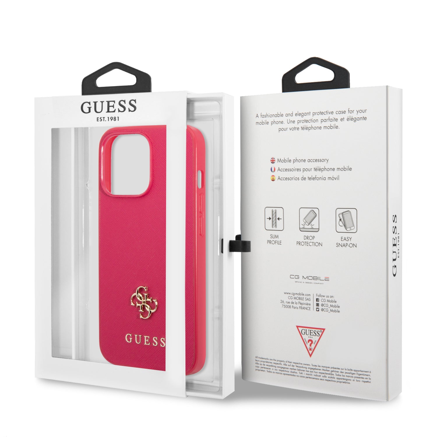 Guess "Small 4G Logo Collection" Hard Case Saffiano Leather Θήκη προστασίας από δερματίνη – iPhone 13 Pro (Ροζ)