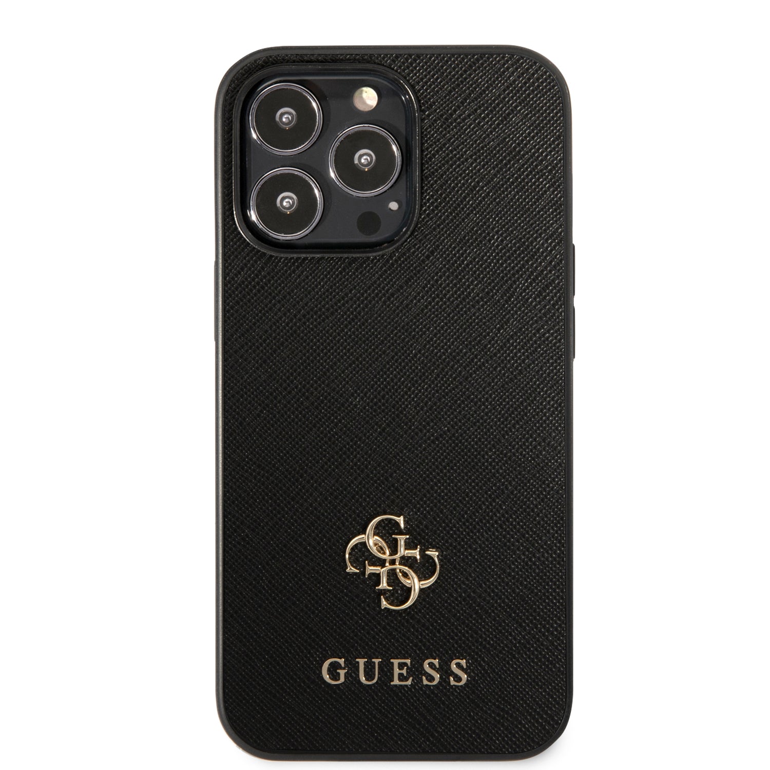 Guess "Small 4G Logo Collection" Hard Case Saffiano Leather Θήκη προστασίας από δερματίνη – iPhone 13 Pro (Μαύρη)