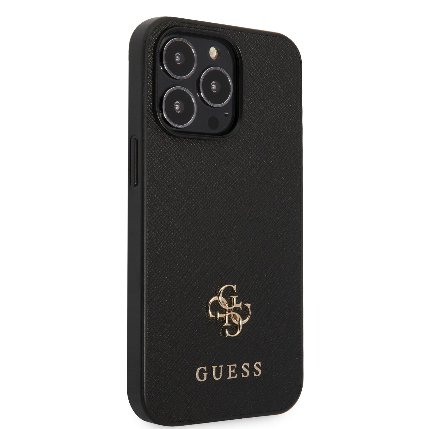 Guess "Small 4G Logo Collection" Hard Case Saffiano Leather Θήκη προστασίας από δερματίνη – iPhone 13 Pro (Μαύρη)