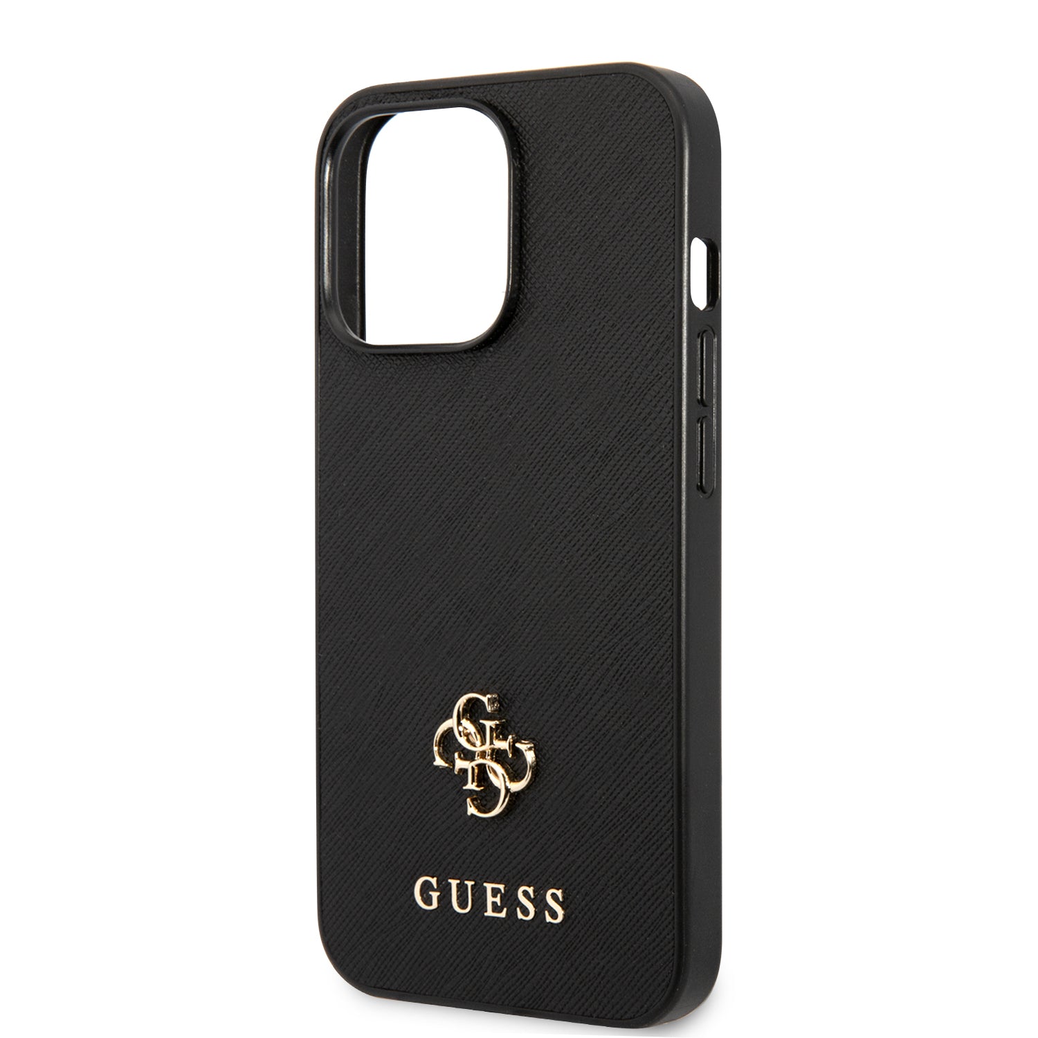 Guess "Small 4G Logo Collection" Hard Case Saffiano Leather Θήκη προστασίας από δερματίνη – iPhone 13 Pro (Μαύρη)
