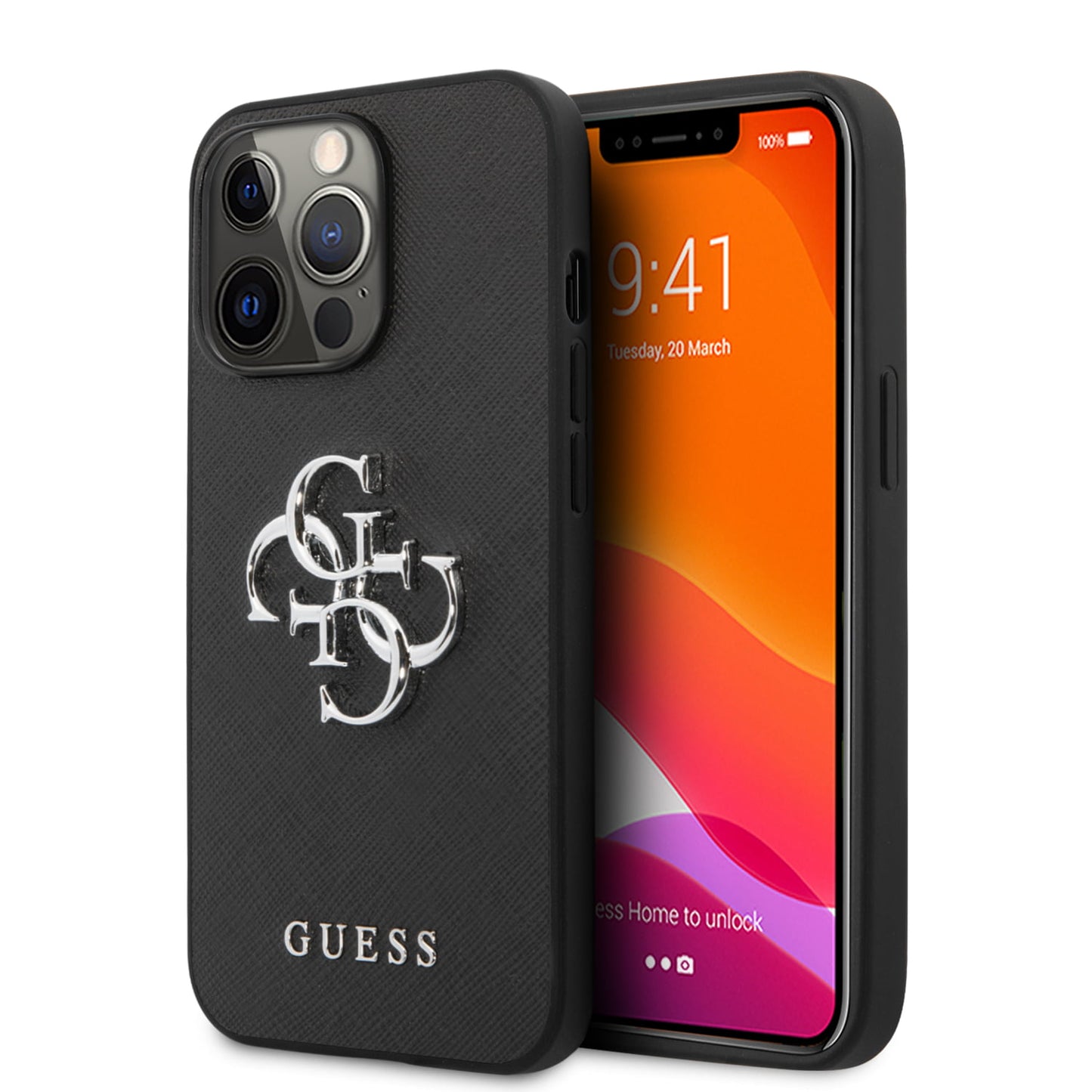 Guess "4G Logo Collection" Hard Case Pu Leather Θήκη Προστασίας Από Δερματίνη – Iphone 13 Pro (Μαύρη) – Θήκη για κινητό από το PhoneBazaar.gr