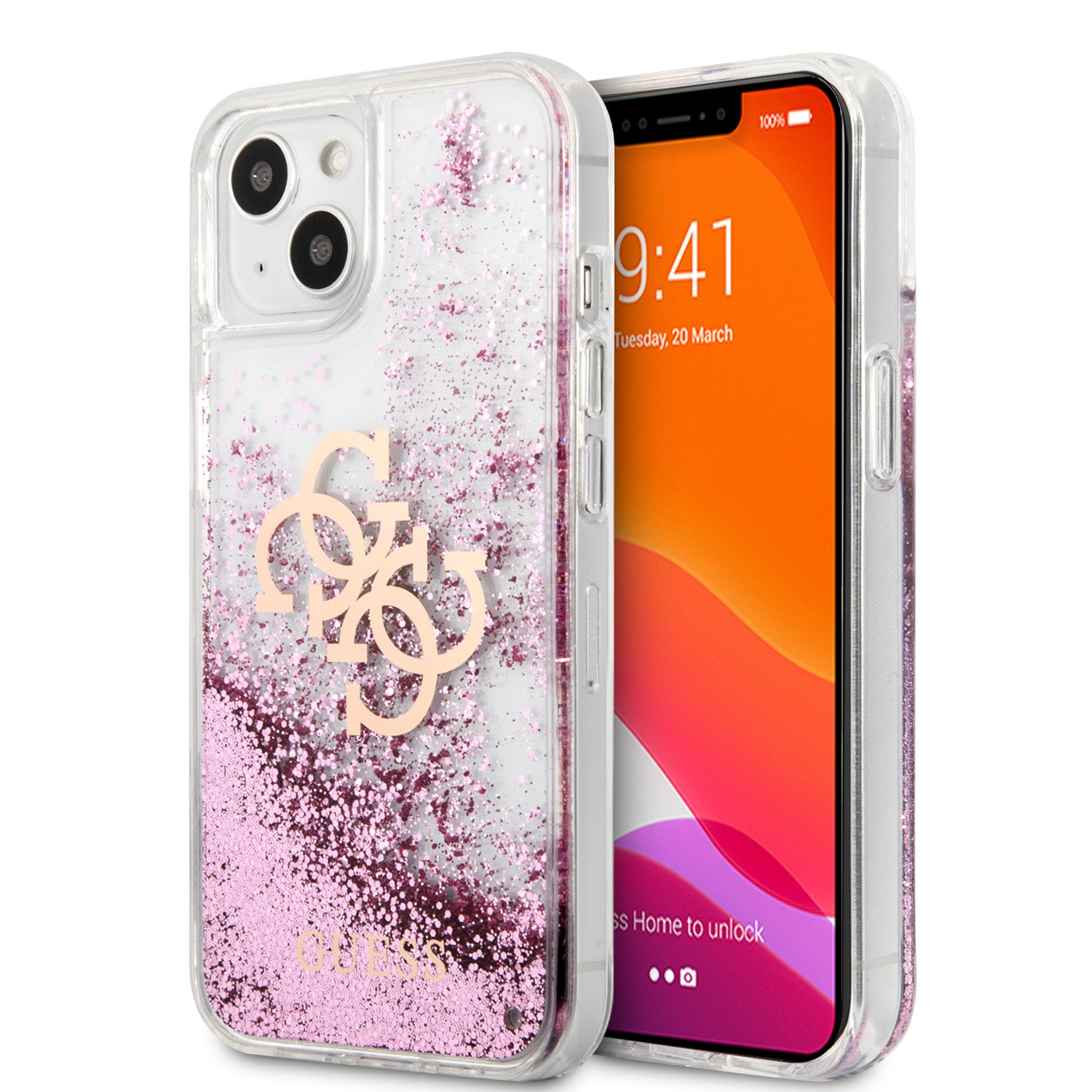 Guess "4G Logo Collection" Θήκη Προστασίας – Iphone 13 (Clear/Glitter Pink) – Θήκη για κινητό από το PhoneBazaar.gr