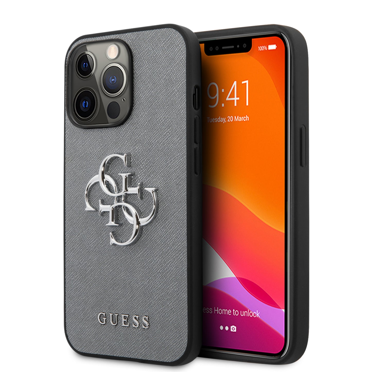 Guess “4G Logo Collection” Hard Case Pu Leather Θήκη Προστασίας Από Δερματίνη – Iphone 13 Pro Max (Γκρι) – Θήκη για κινητό από το PhoneBazaar.gr