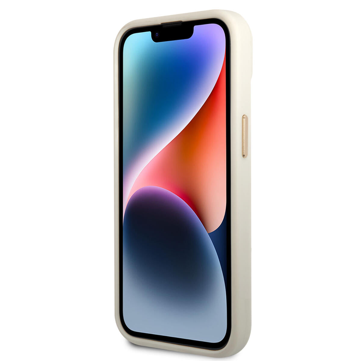 Guess "Croco Collection" Hot Stamp Lines Θήκη προστασίας από δερματίνη με μεταλλικό λογότυπο – iPhone 14 Plus (Λευκό)