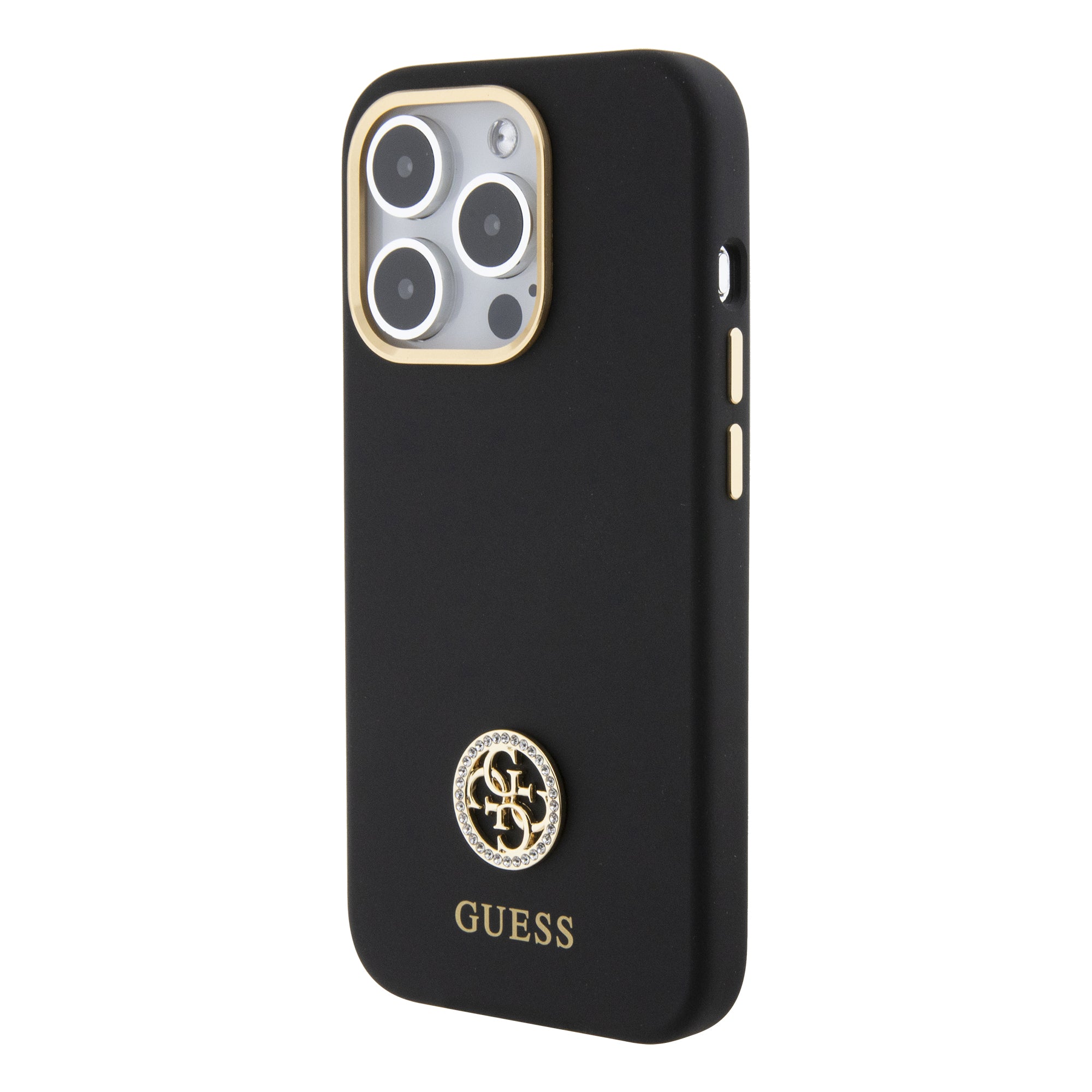 Guess "4G Strass Logo Collection" Case Θήκη προστασίας από σιλικόνη – iPhone 15 Pro (Black – GUHCP15LM4DGPK)