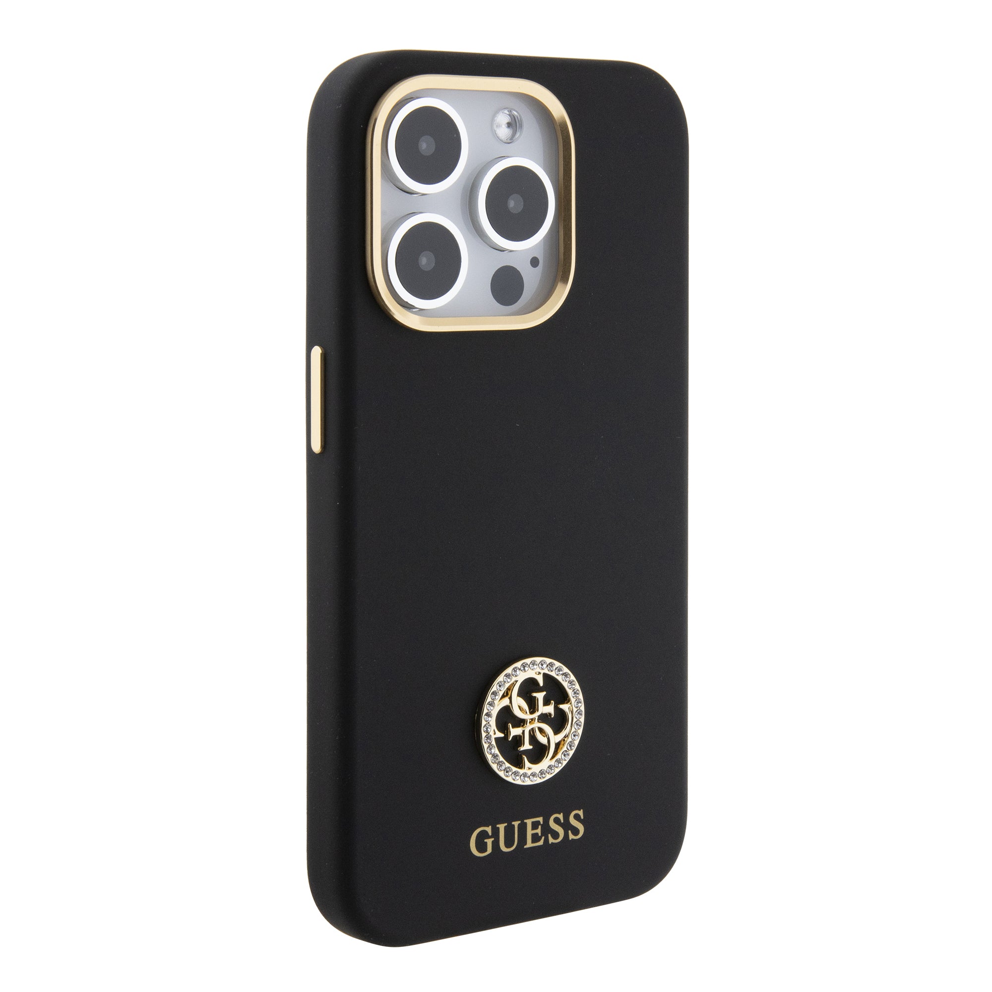 Guess "4G Strass Logo Collection" Case Θήκη προστασίας από σιλικόνη – iPhone 15 Pro (Black – GUHCP15LM4DGPK)