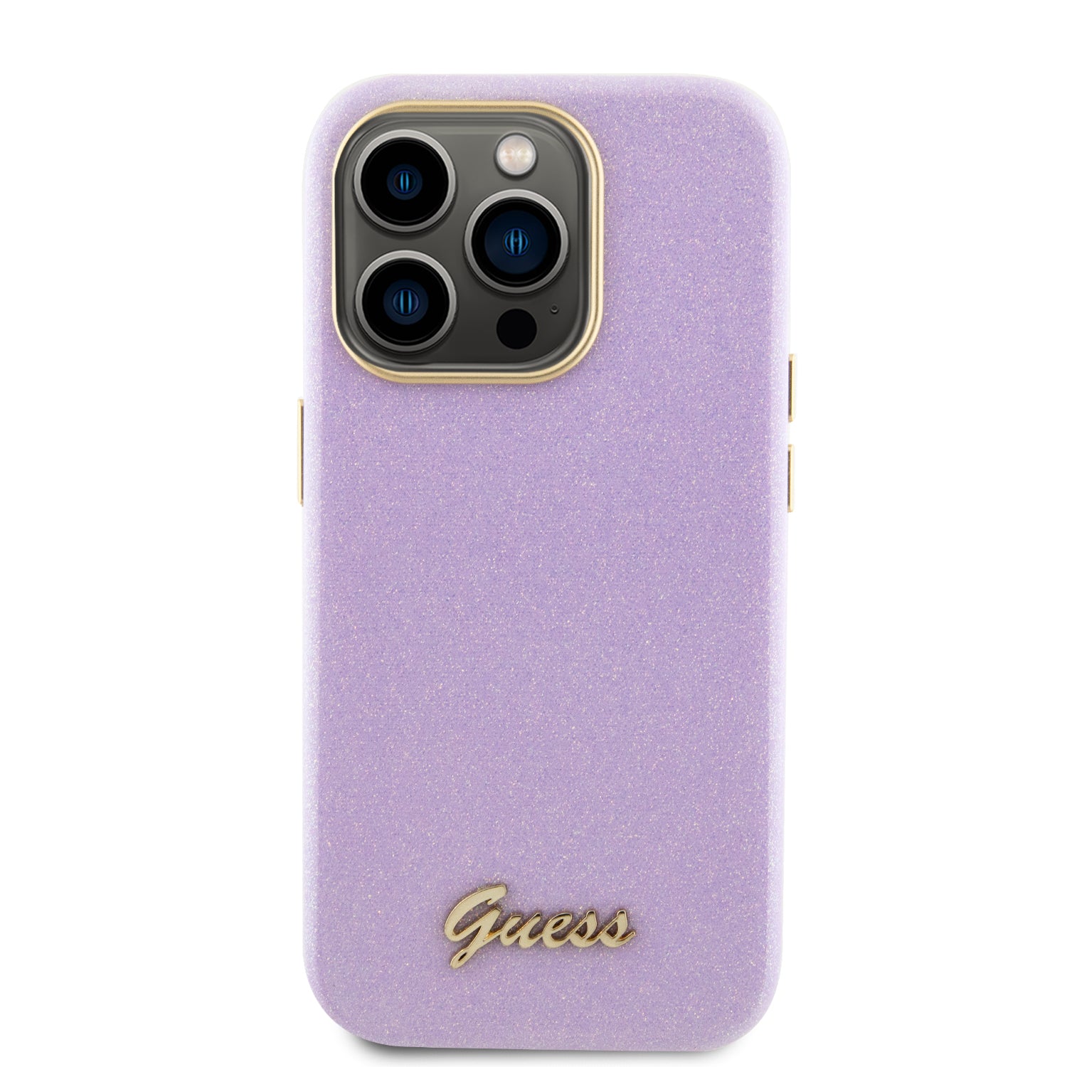 Guess Glitter Full Wrapped Glossy Case with Vintage Script Logo Θήκη προστασίας από σιλικόνη – iPhone 15 Pro (Glitter Lilac – GUHCP15LPGMCSL)