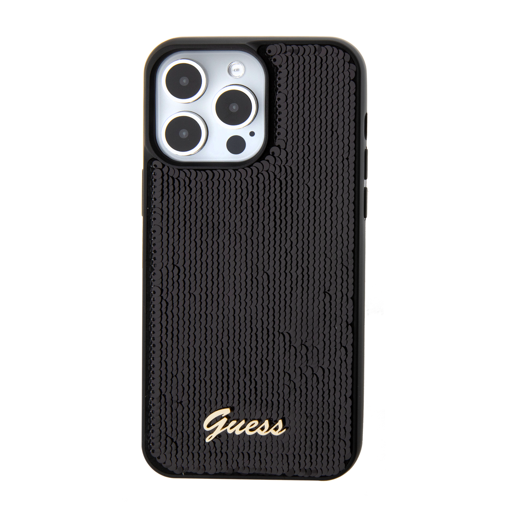 Guess "Sequin Script Metal" Hard Case iPhone 15 Pro (Black – GUHCP15LPSFDGSK)