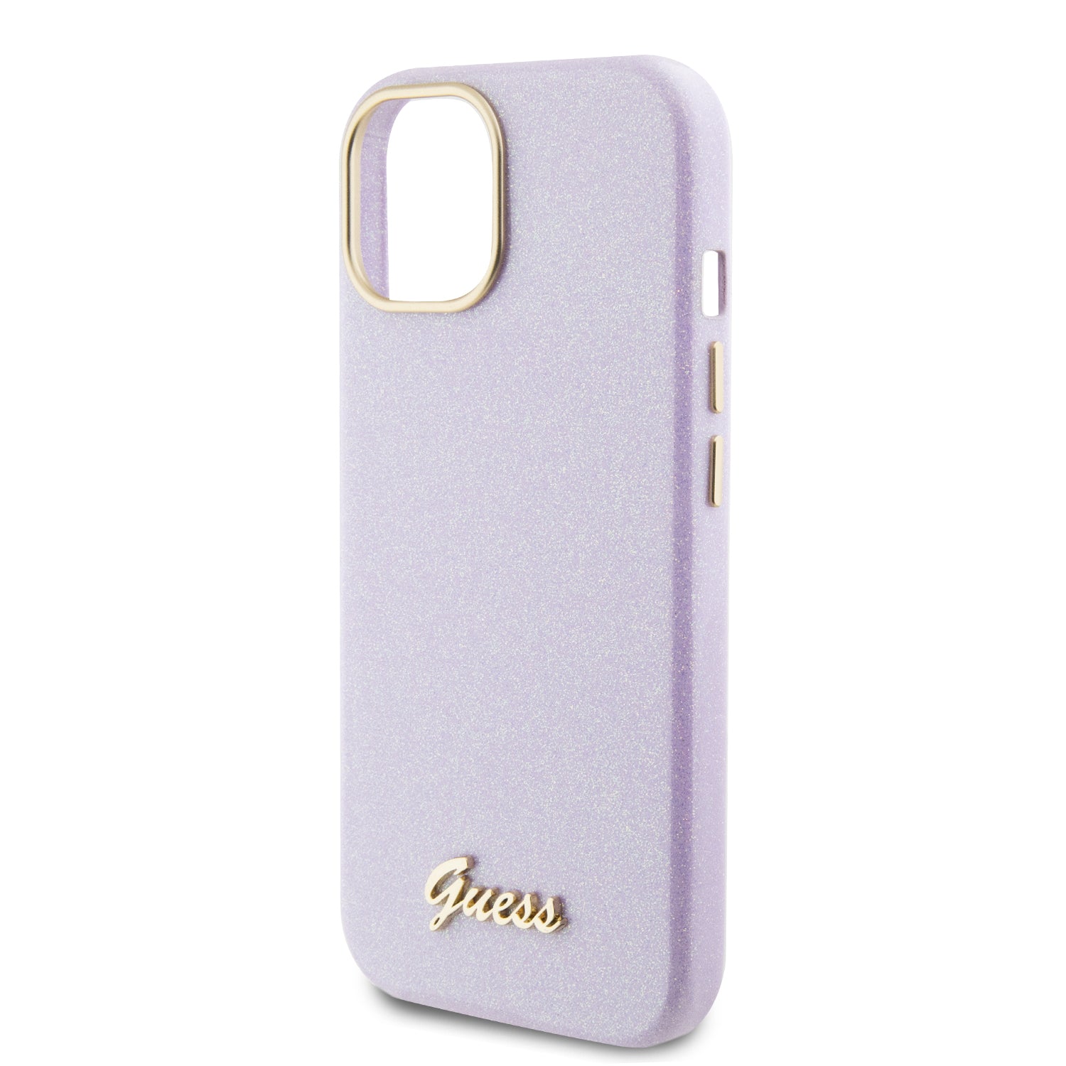 Guess Glitter Full Wrapped Glossy Case with Vintage Script Logo Θήκη προστασίας από σιλικόνη – iPhone 15 (Glitter Lilac – GUHCP15SPGMCSL)