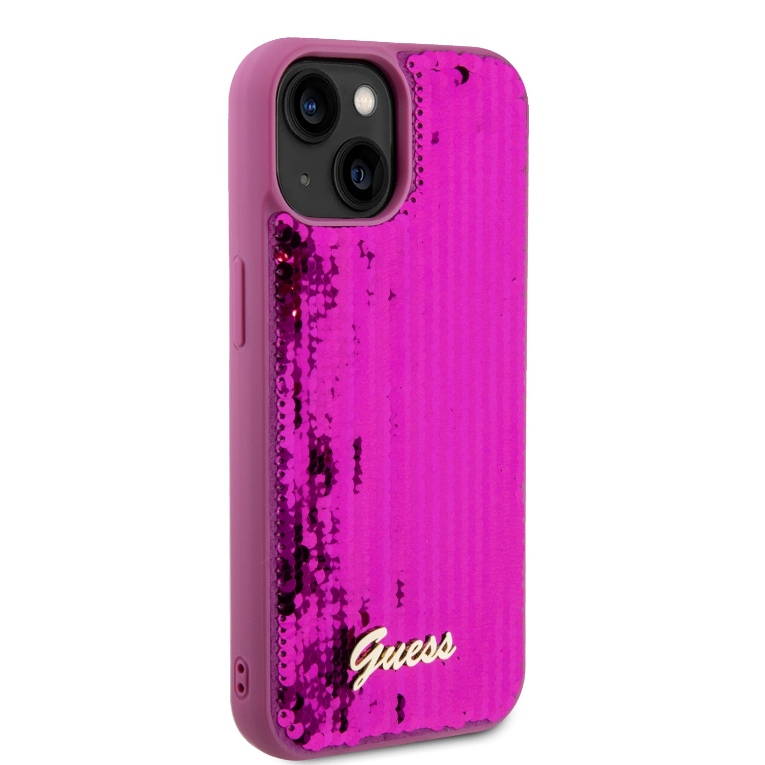 Guess "Sequin Script Metal" Hard Case iPhone 15 (Fuchsia – GUHCP15SPSFDGSF)