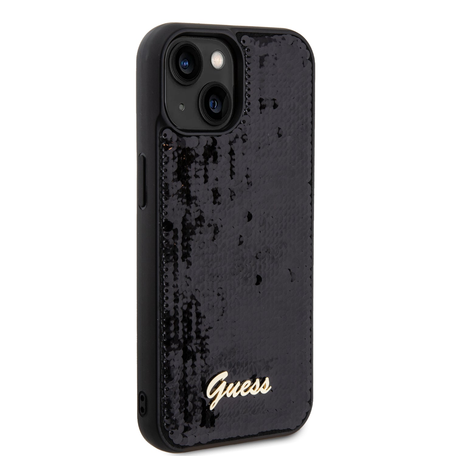 Guess "Sequin Script Metal" Hard Case iPhone 15 (Black – GUHCP15SPSFDGSK)