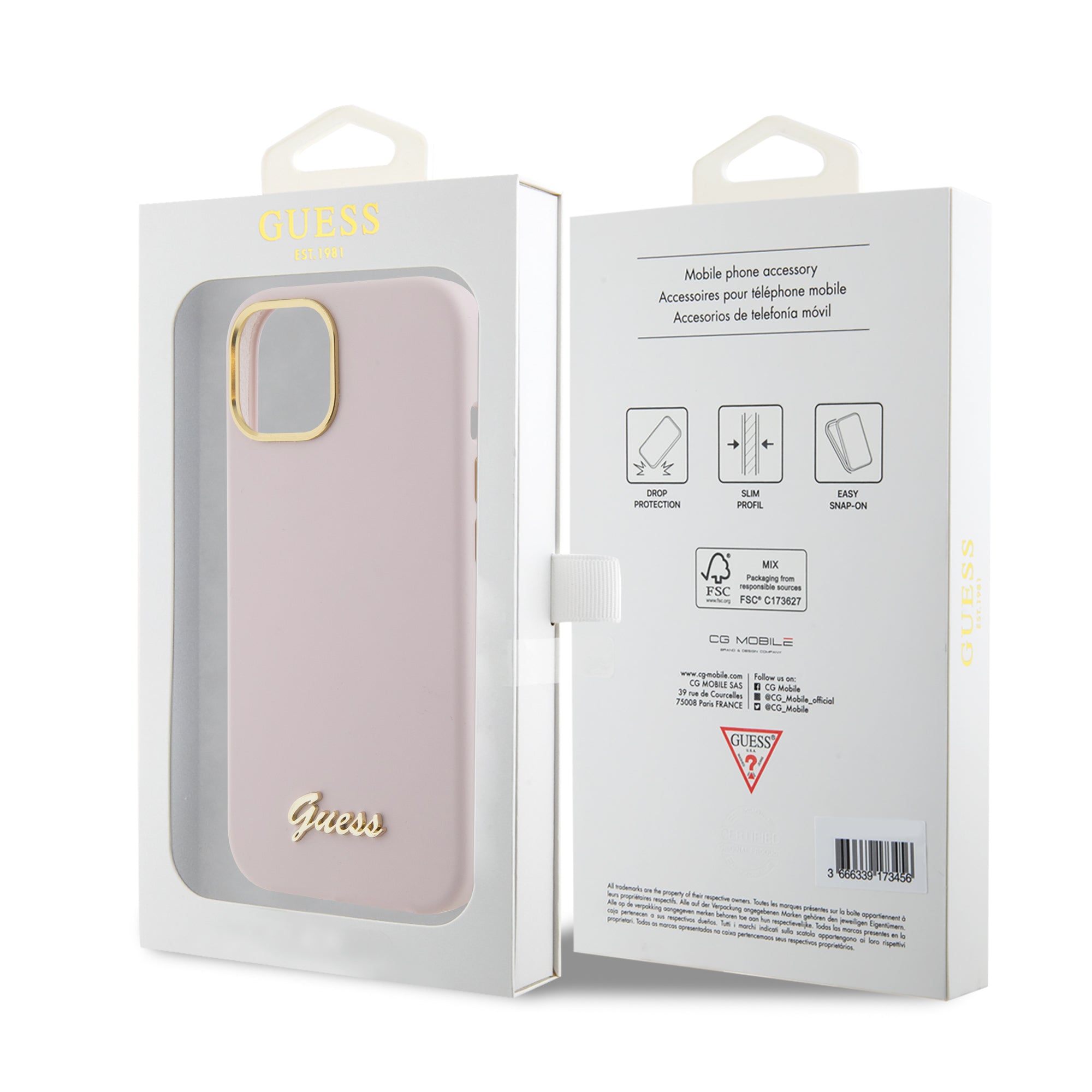 Guess “Vintage Script Gold Logo Collection” Σκληρή Θήκη προστασίας από σιλικόνη – Apple iPhone 15 (Ροζ – GUHCP15SSMBSLP)