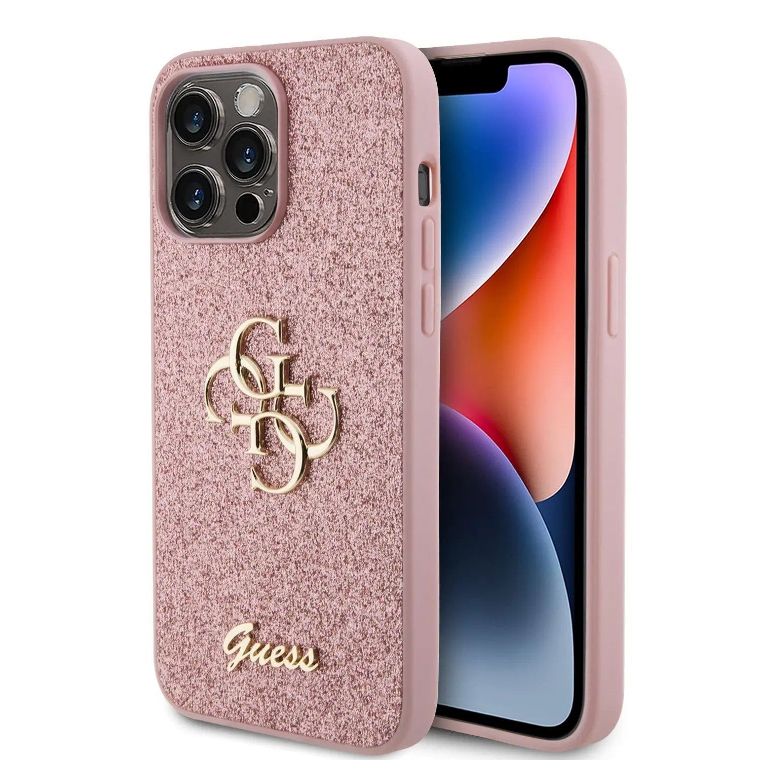 Guess Fixed Glitter 4G Logo Case Θήκη προστασίας από σιλικόνη – iPhone 15 Pro Max (Pink – GUHCP15XHG4SGP) – PhoneBazaar