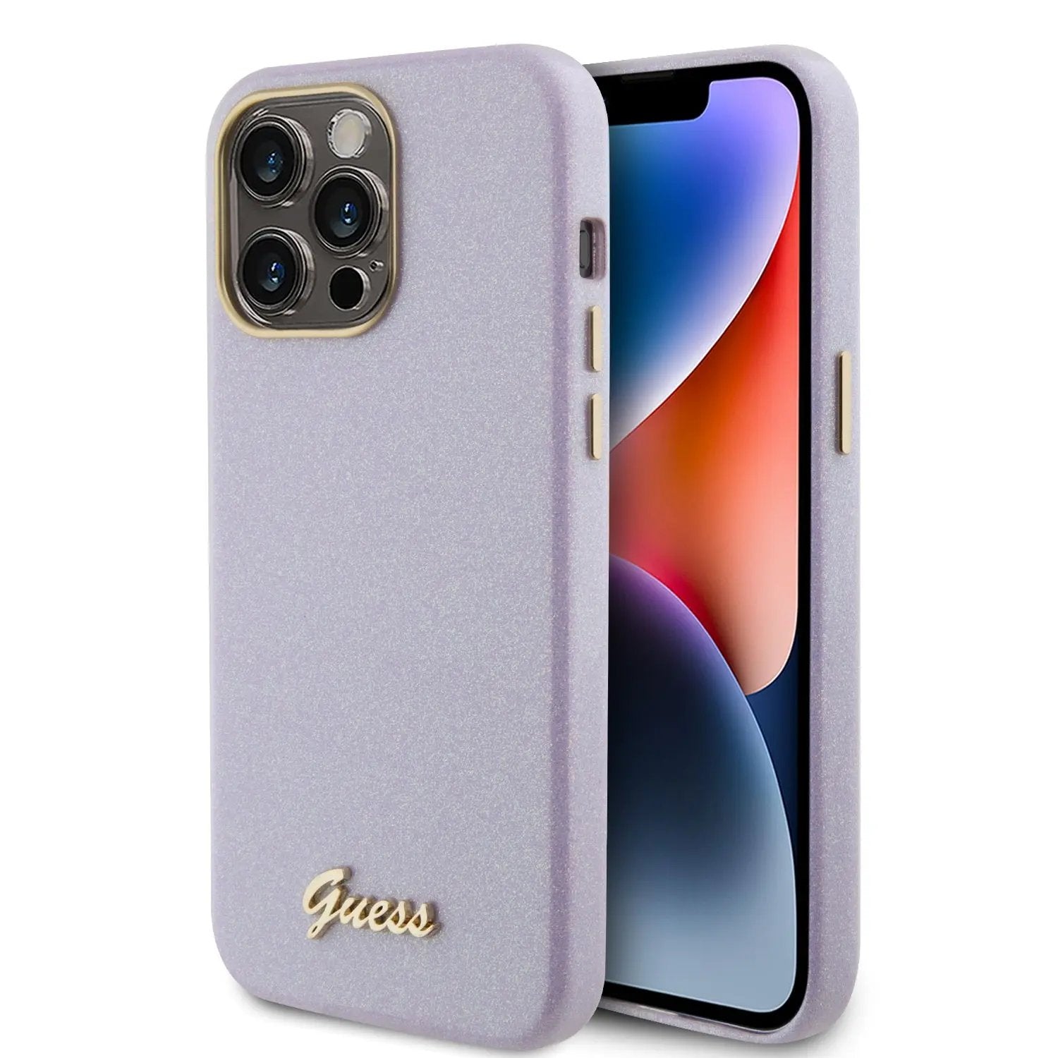 Guess Glitter Full Wrapped Glossy Case with Vintage Script Logo Θήκη προστασίας από σιλικόνη – iPhone 15 Pro Max (Glitter Lilac –  GUHCP15XPGMCSL) – PhoneBazaar