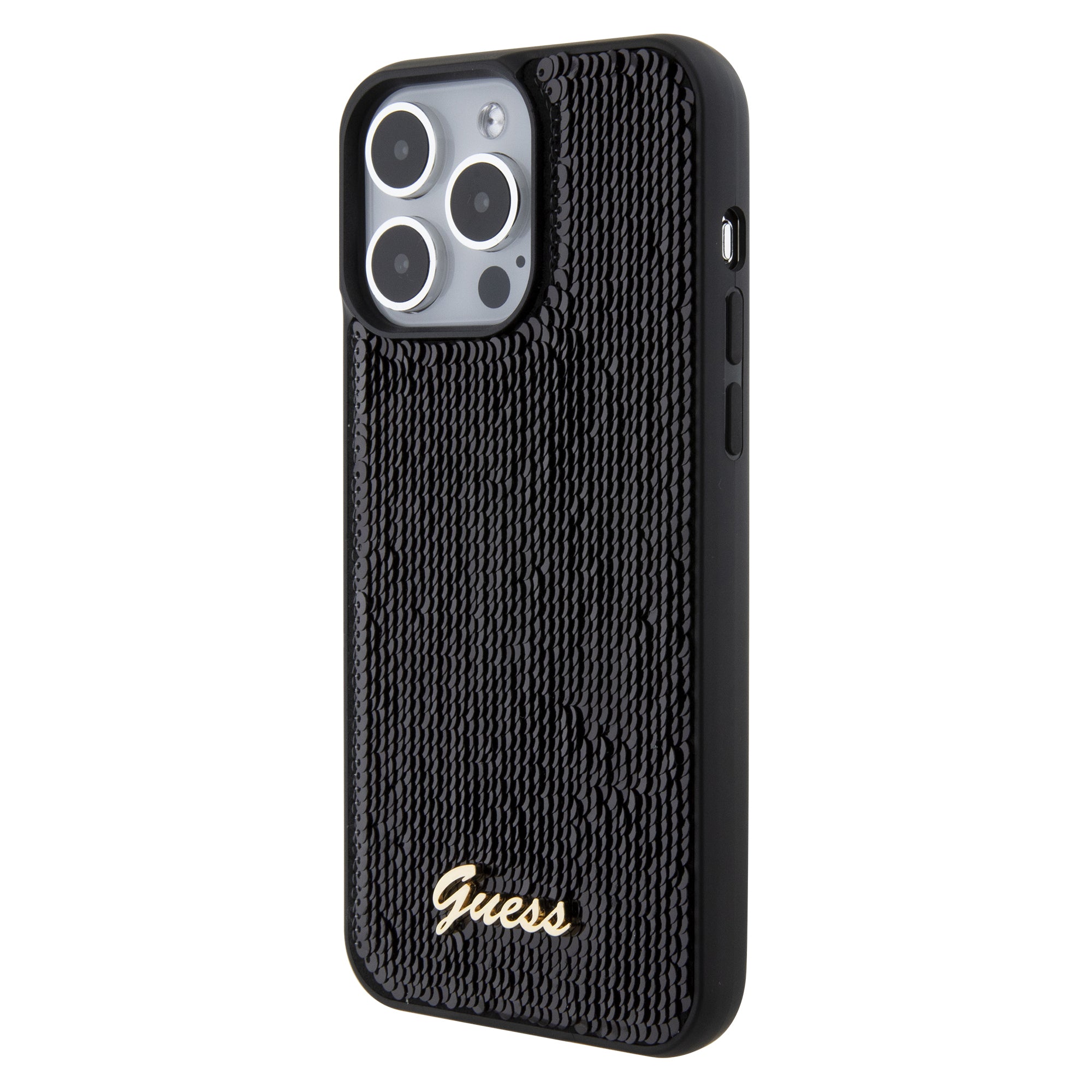 Guess "Sequin Script Metal" Hard Case iPhone 15 Pro Max (Black – GUHCP15XPSFDGSK)