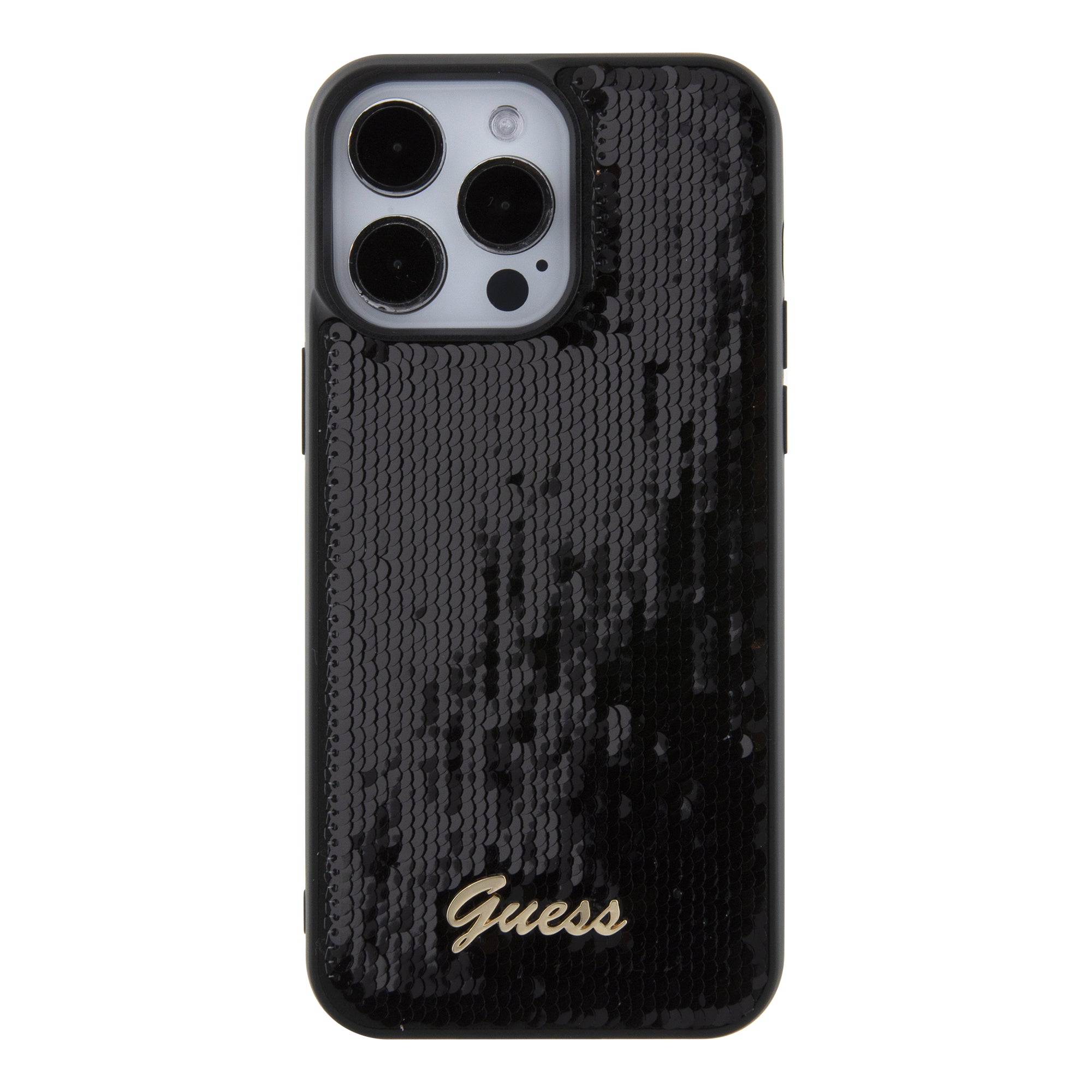 Guess "Sequin Script Metal" Hard Case iPhone 15 Pro Max (Black – GUHCP15XPSFDGSK)