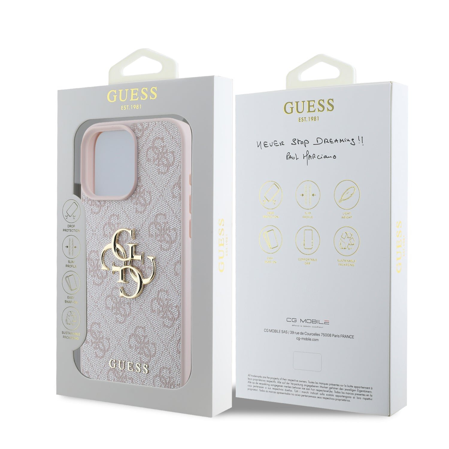 Guess “4G Logo Collection” Hard Case PU Case Θήκη προστασίας από δερματίνη – iPhone 16 Pro (Ροζ – GUHCP16L4GMGPI)
