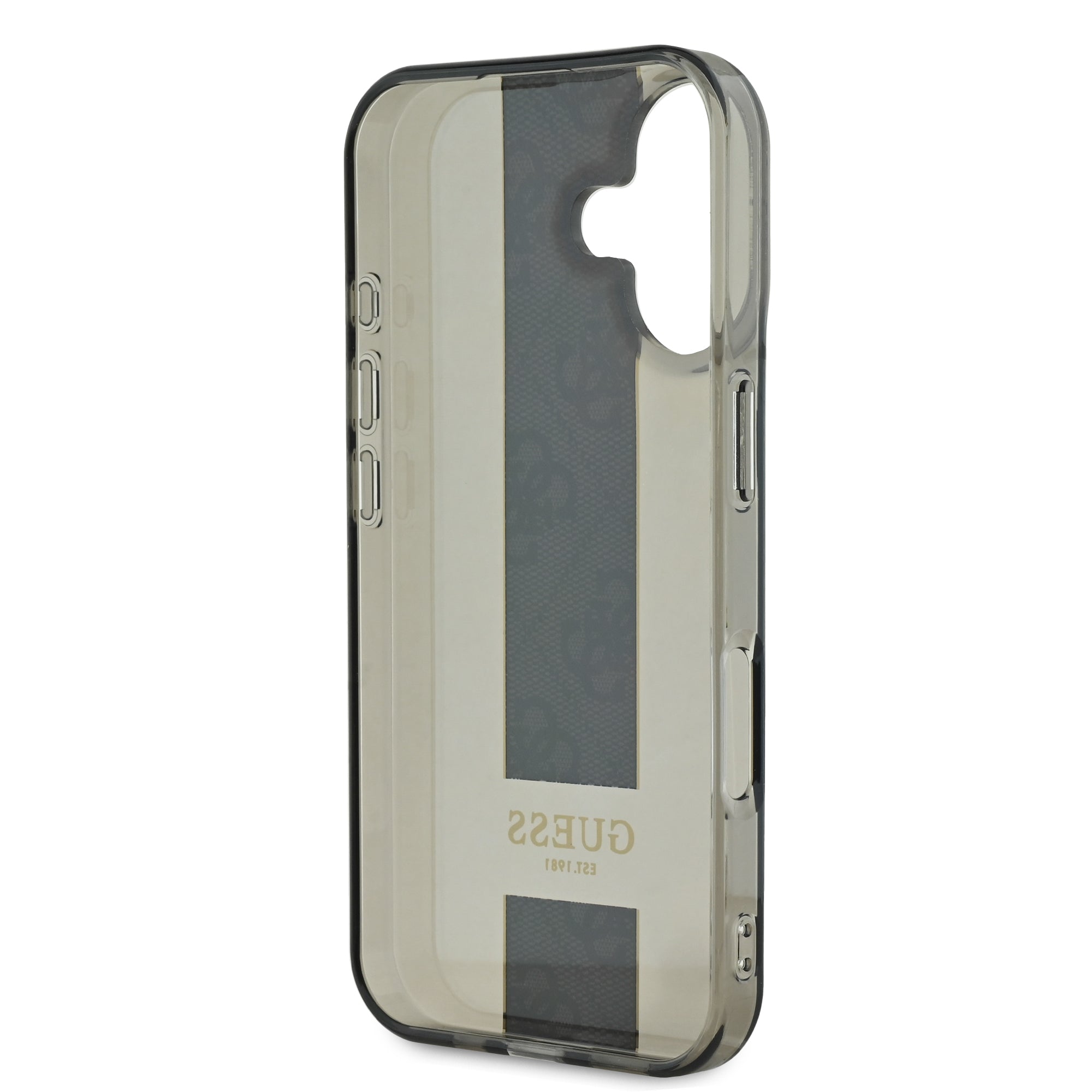 Guess Translucent IML 4G Middlestripe Case Θήκη προστασίας από σιλικόνη – iPhone 16 (Μαύρο – GUHCP16SHS4PPK)