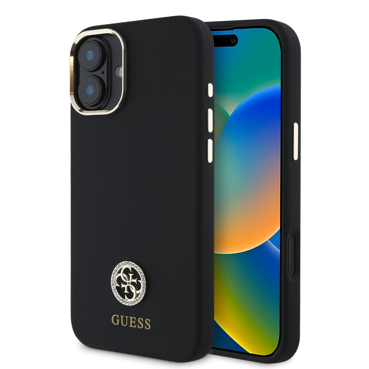 Guess “4G Metal Logo Strass Collection” Case Θήκη Προστασίας Από Σιλικόνη – Iphone 16 (Μαύρο – Guhcp16Sm4Dgpk) – Θήκη για κινητό από το PhoneBazaar.gr