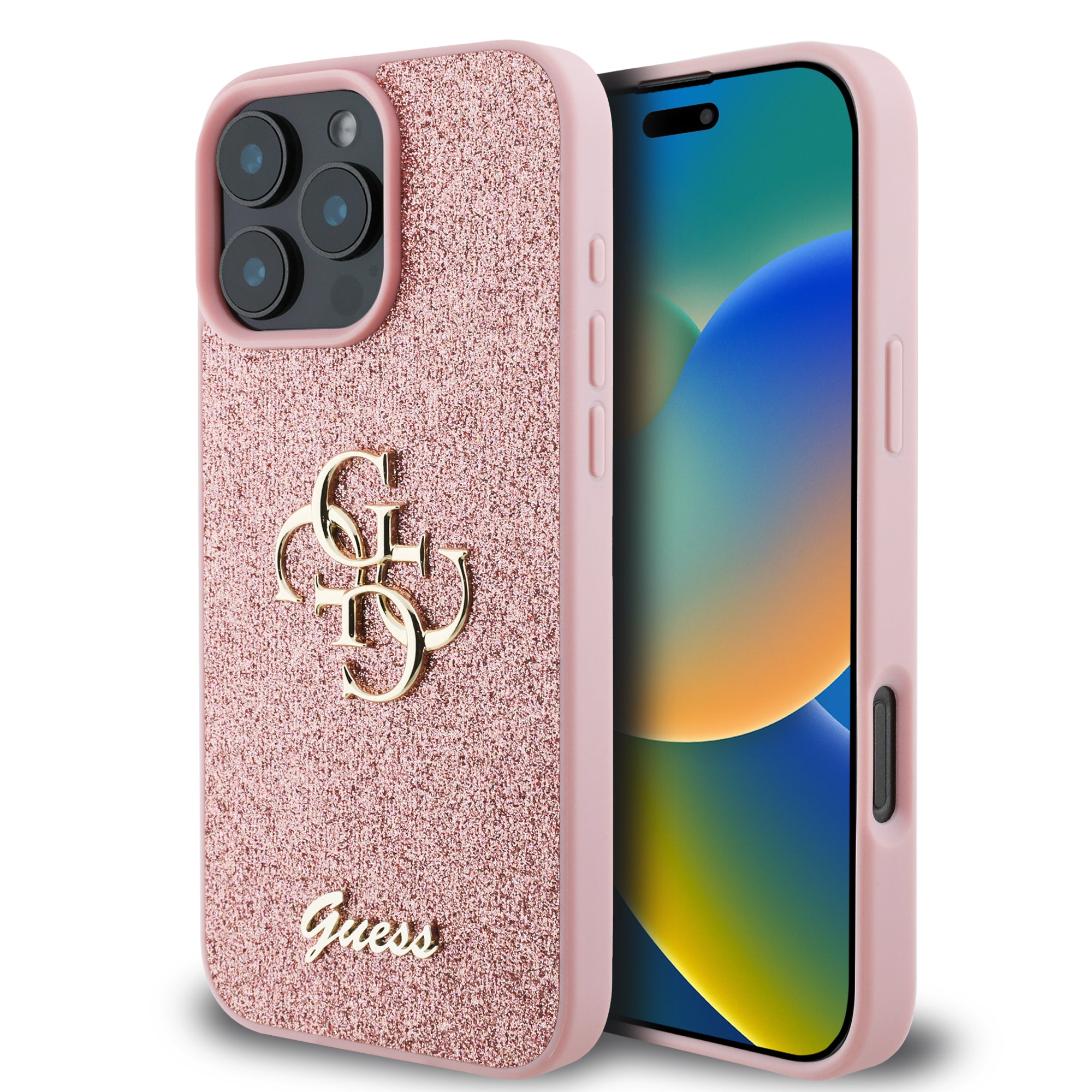 Guess Fixed Glitter Big 4G Logo Case Θήκη προστασίας από σιλικόνη – iPhone 16 Pro Max (Ροζ – GUHCP16XHG4SGP) – PhoneBazaar