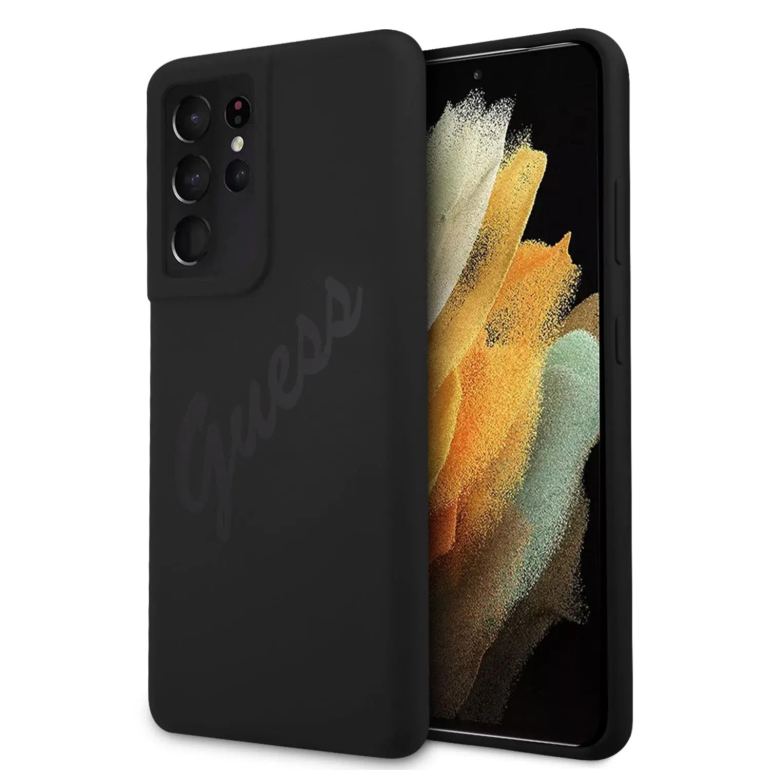 Guess "Vintage Script Logo Collection" Σκληρή Θήκη προστασίας από σιλικόνη – Samsung Galaxy S21 Ultra (Μαύρη) – PhoneBazaar