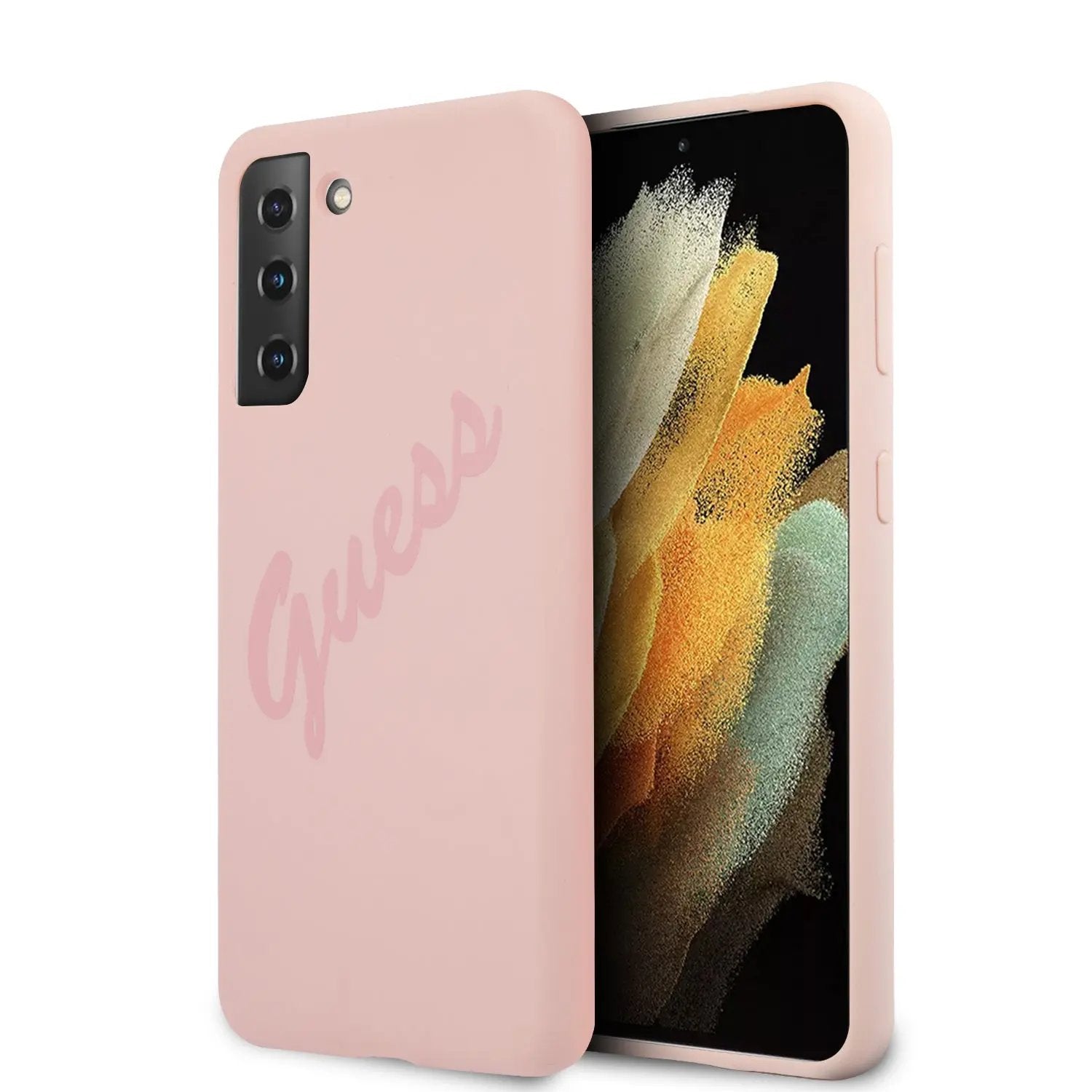 Guess "Vintage Script Logo Collection" Σκληρή Θήκη προστασίας από σιλικόνη – Samsung Galaxy S21 Plus (Ροζ) – PhoneBazaar