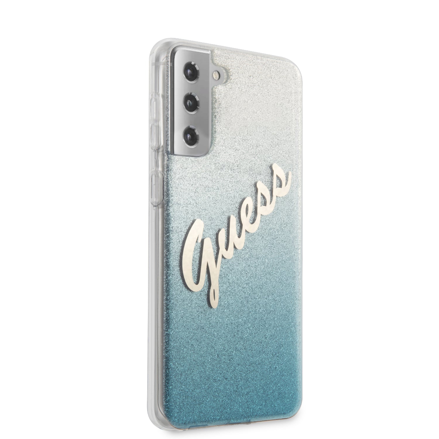 Guess Glitter Gradient Script Logo Θήκη προστασίας από σιλικόνη – Samsung Galaxy S21 Plus (Blue/Glitter)