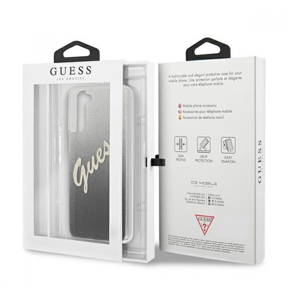 Guess Glitter Gradient Script Logo Θήκη προστασίας από σιλικόνη – Samsung Galaxy S21 (Black/Glitter)