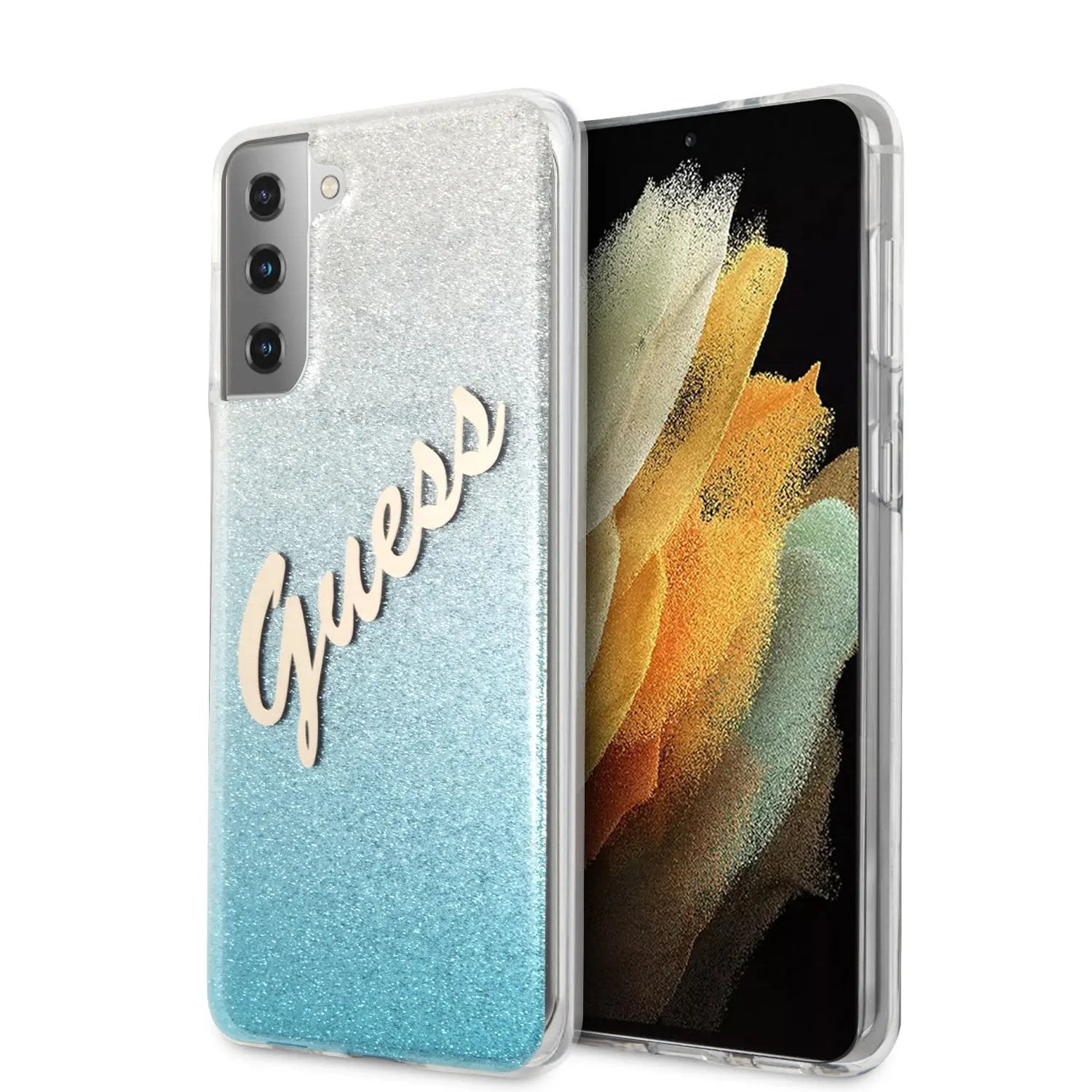 Guess Glitter Gradient Script Logo Θήκη Προστασίας Απο Σιλικόνη – Samsung Galaxy S21 (blue/glitter) – PhoneBazaar