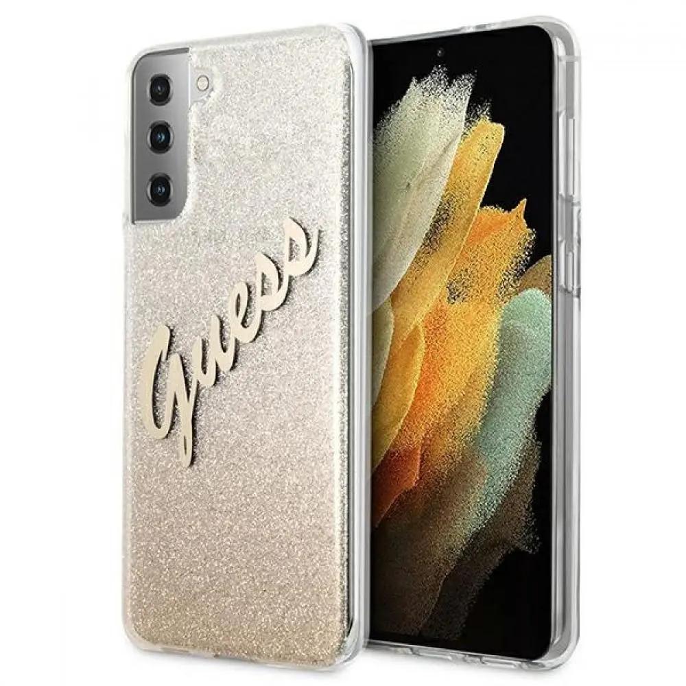 Guess Glitter Gradient Script Logo Θήκη Προστασίας Απο Σιλικόνη – Samsung Galaxy S21 (gold/glitter) – PhoneBazaar