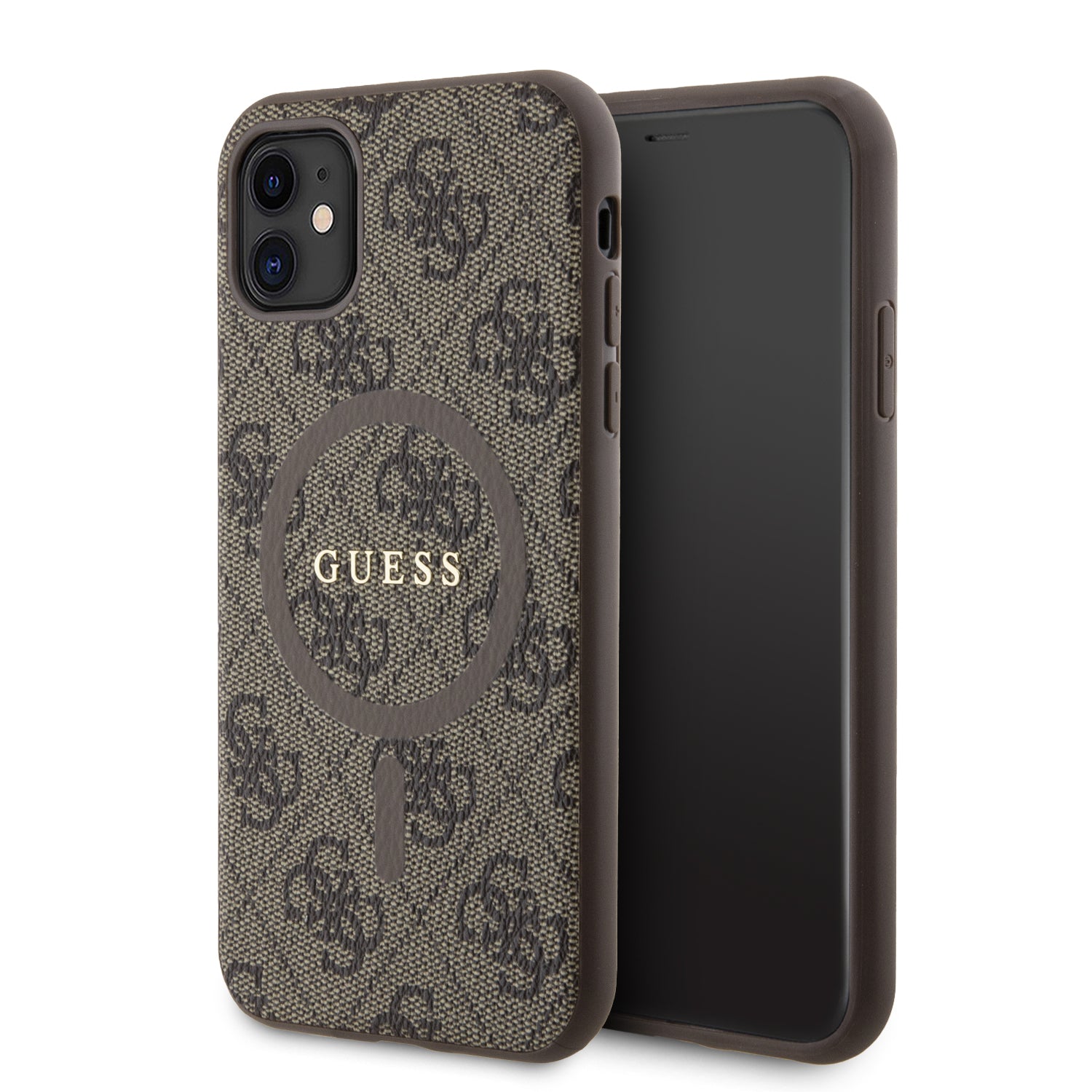 Guess “4G Logo Collection” Magsafe Ring Stand Hard Case Θήκη Προστασίας Από Δερματίνη – Iphone 11 (Καφέ – Guhmn61G4Gfrw) – Θήκη για κινητό από το PhoneBazaar.gr