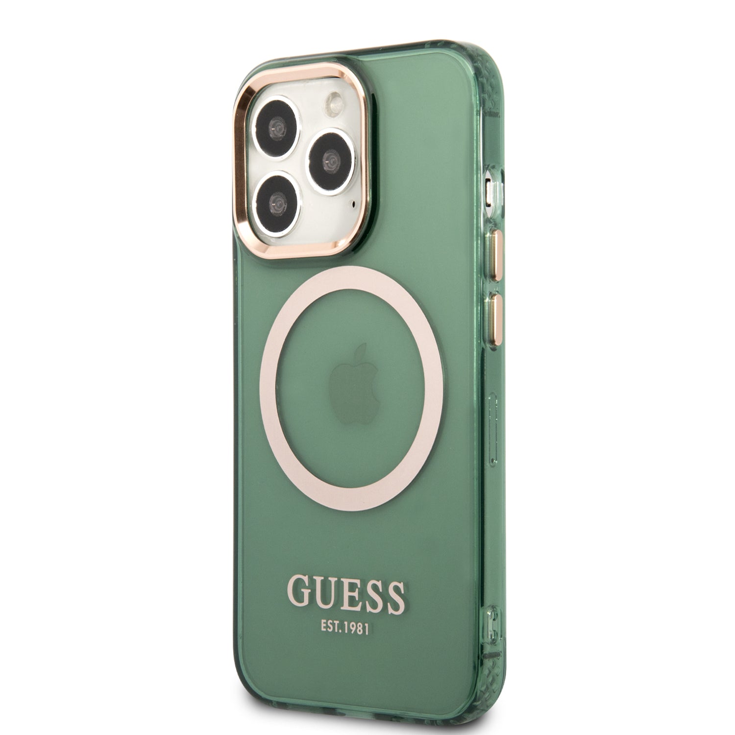 Guess “Gold Outline Translucent” MagSafe Hard Case Θήκη προστασίας από σκληρό πλαστικό – iPhone 13 Pro (Χακί – GUHMP13LHTCMA)